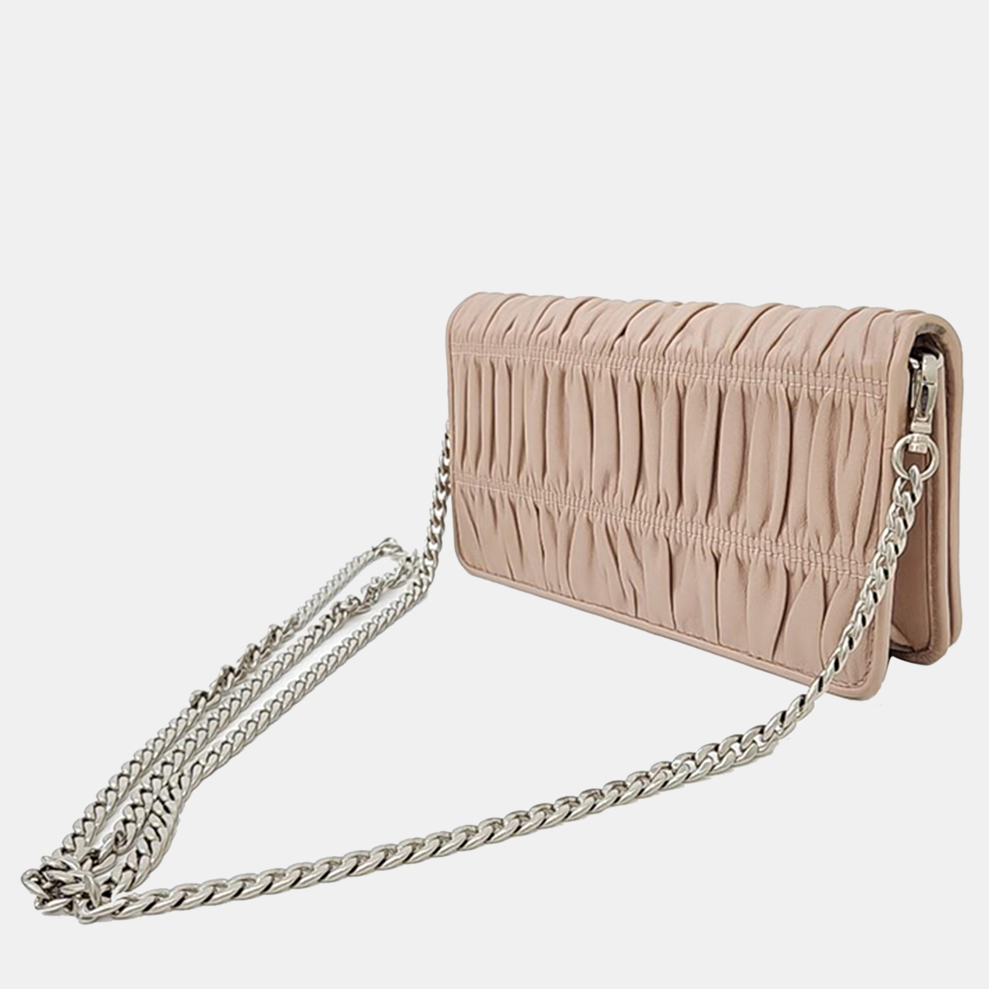 

Prada Goffre Chain Cross Bag (1DH044), Beige