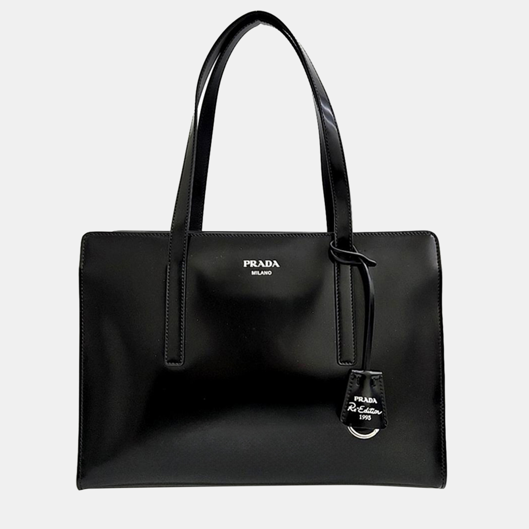 Pre-owned Prada Brushed Re-edition 1955 Tote Bag In Black