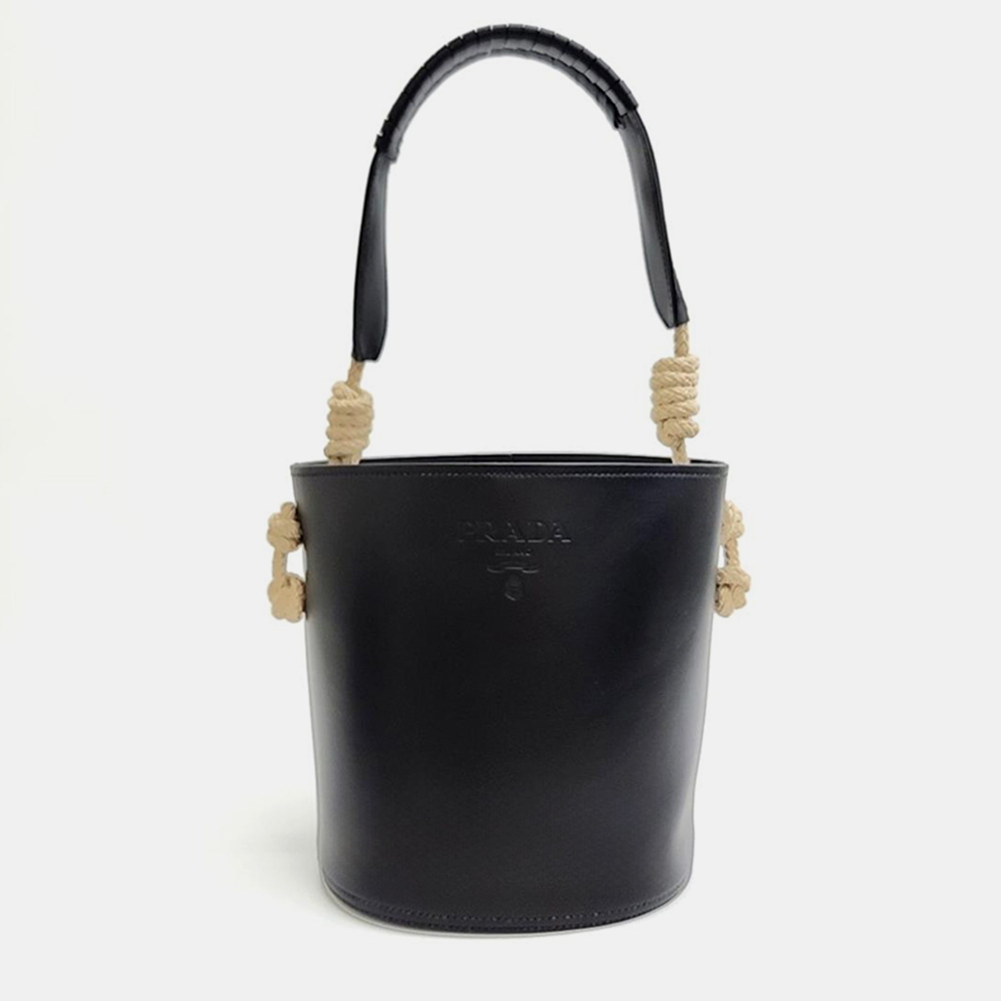Pre-owned Prada Bucket Tote And Cross Bag (1be050) In Black