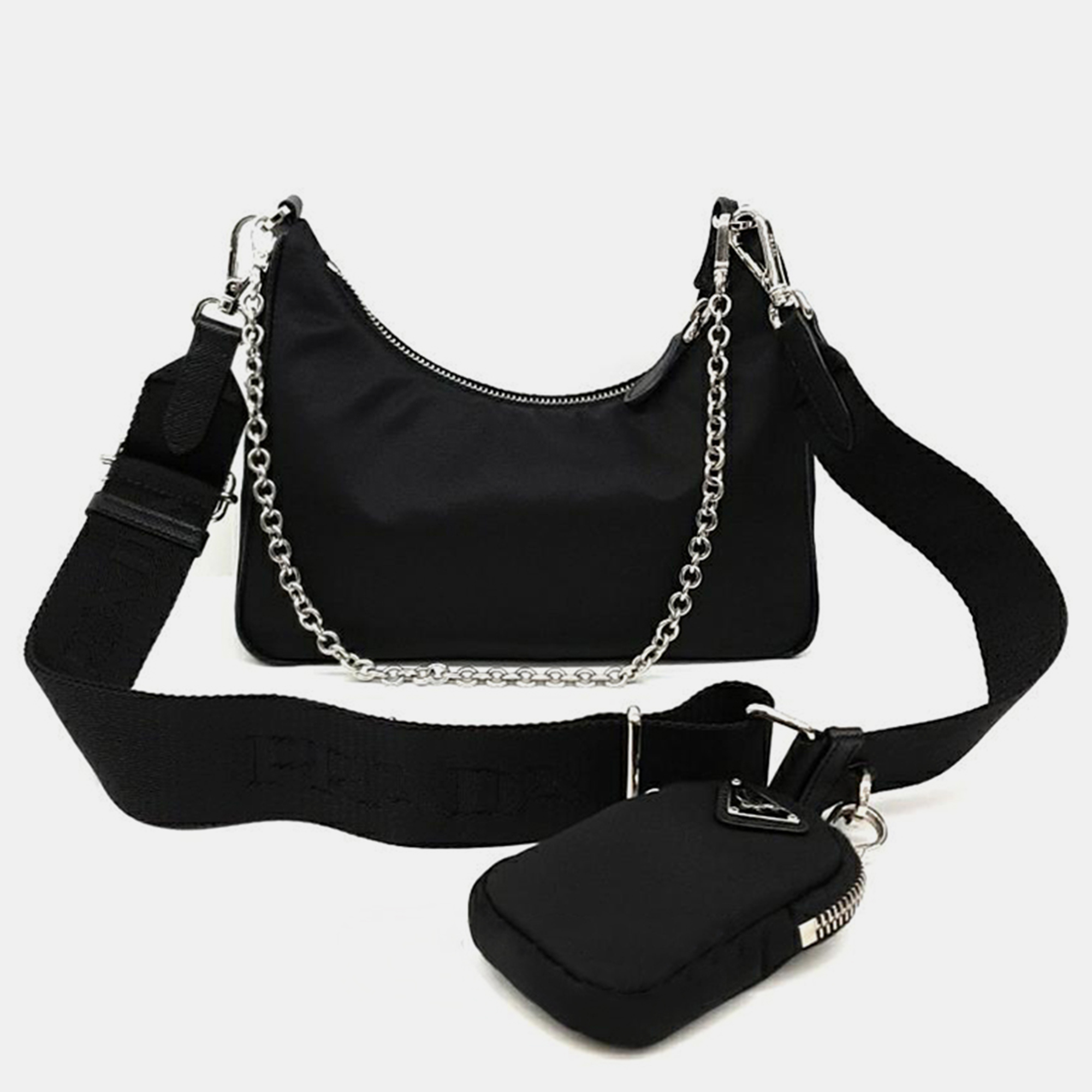 

Prada Tesuto Chain Strap Hobo Bag, Black