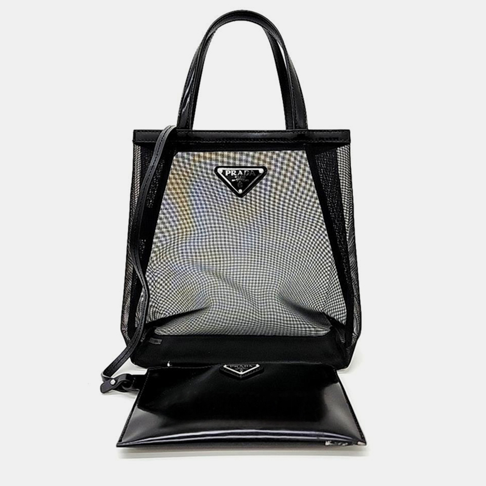 Pre-owned Prada Mesh Tote Bag Small (1bg417) In Black