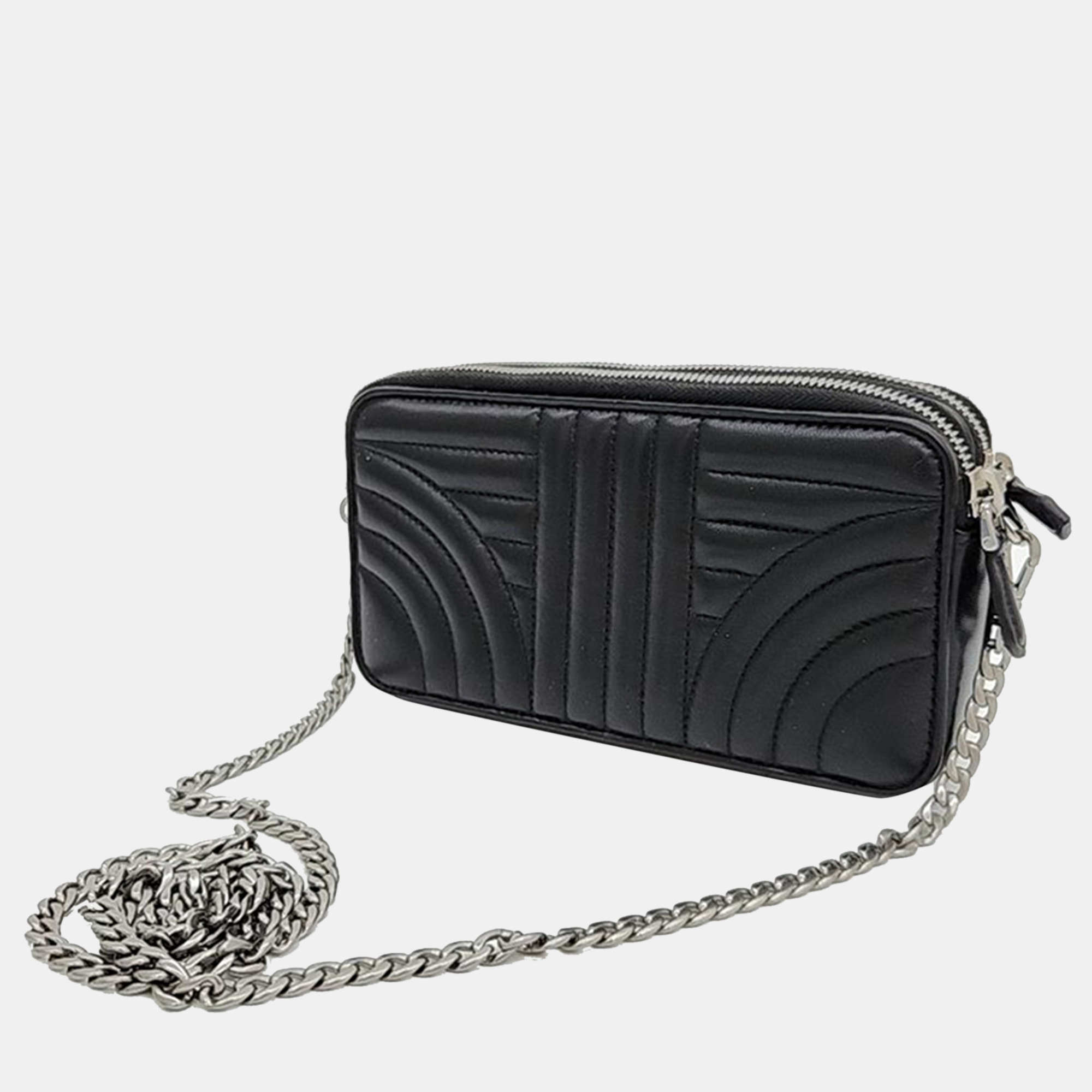 

Prada Diagram Double Zipper Mini Chain Crossbody Bag, Black