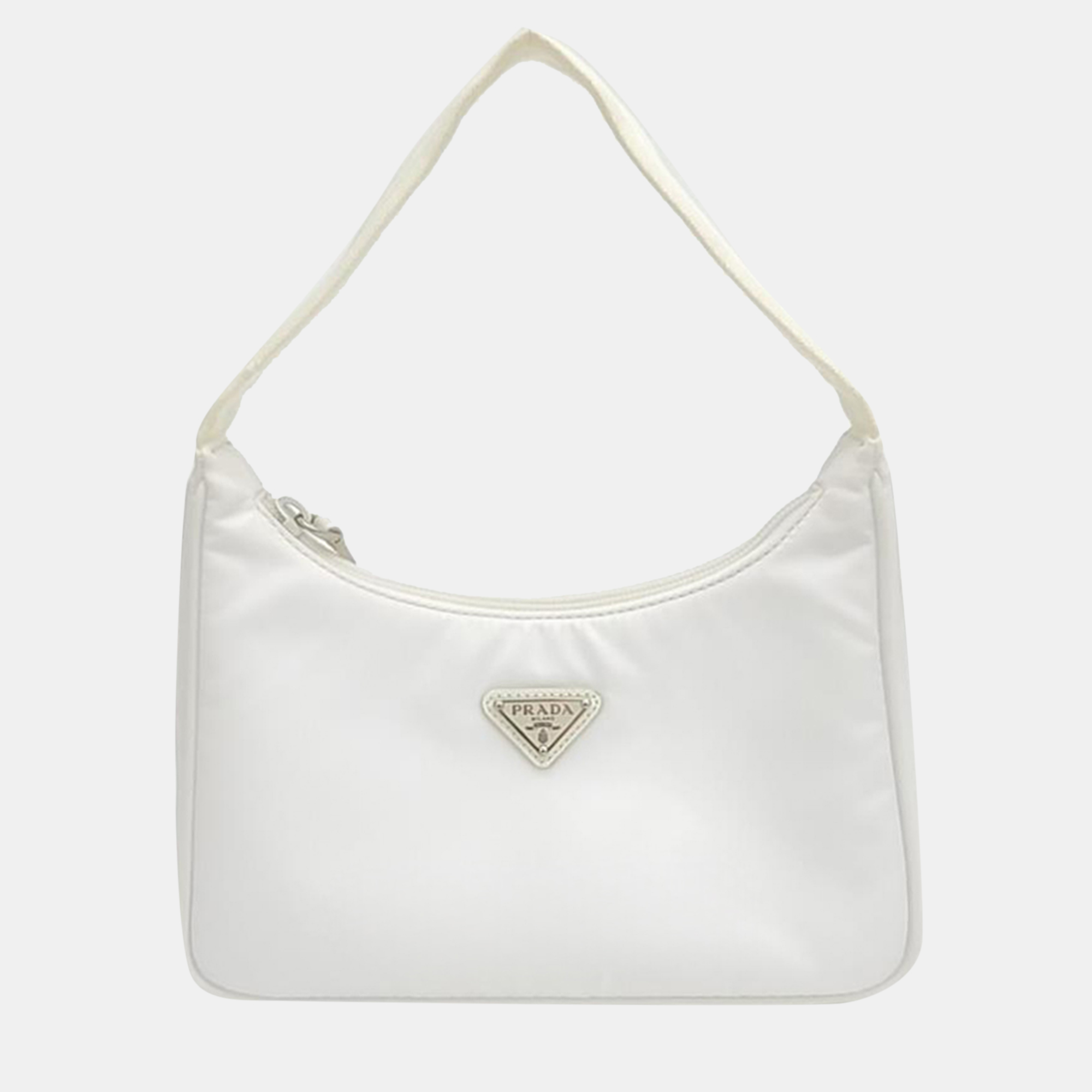 Pre-owned Prada Tesuto Hobo Bag In White