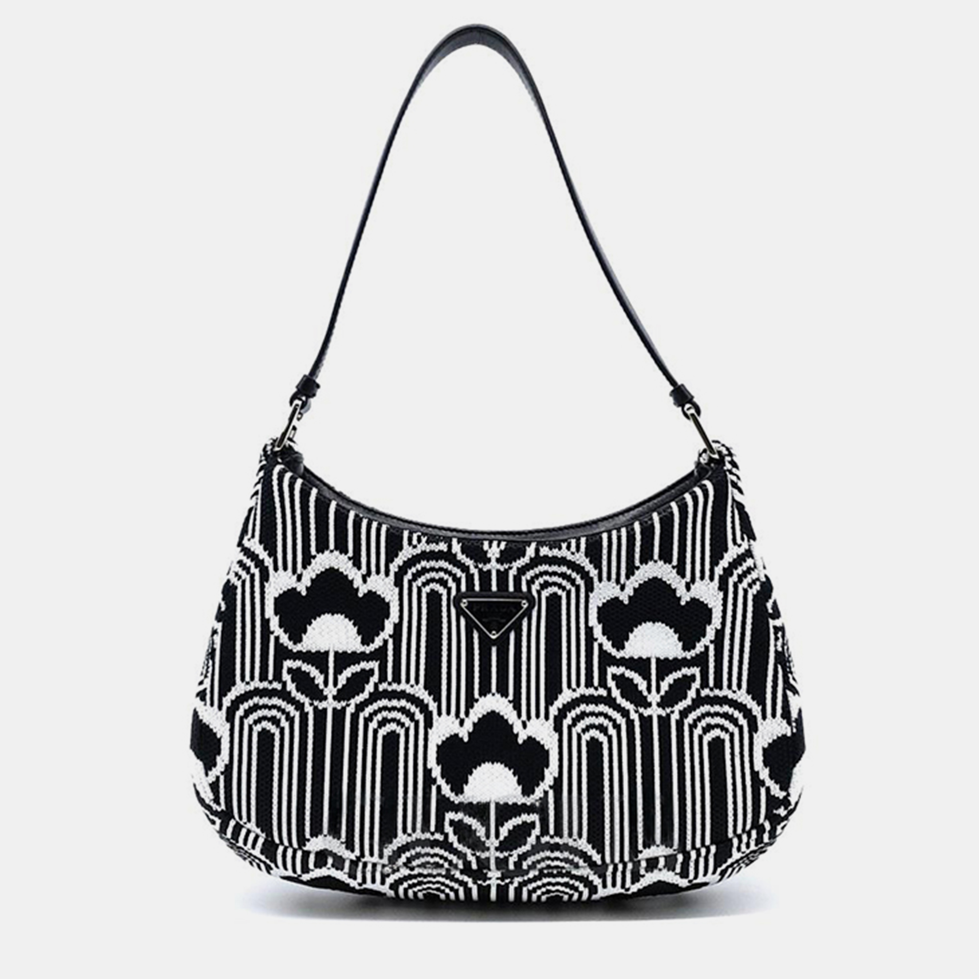 

Prada Black/White Jacquard Knit Cleo Bag