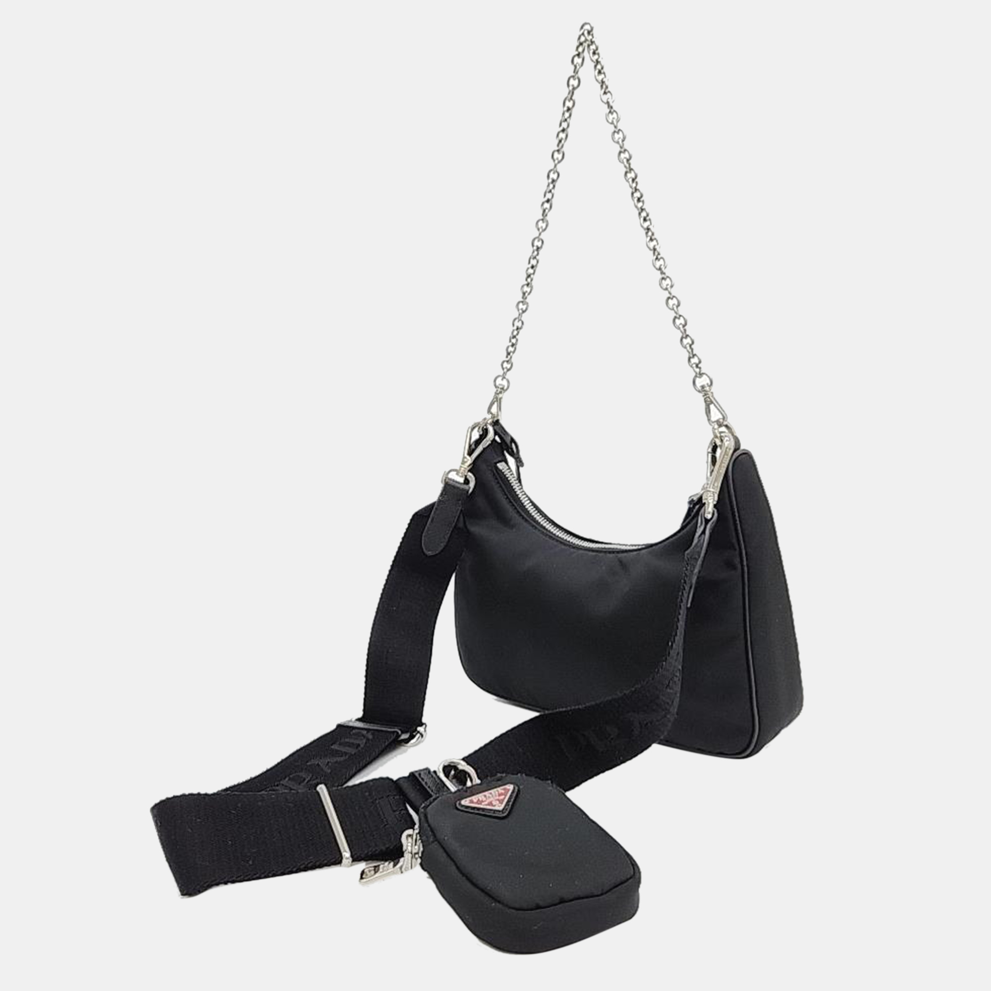 

Prada Tesuto Chain Strap Hobo Bag, Black