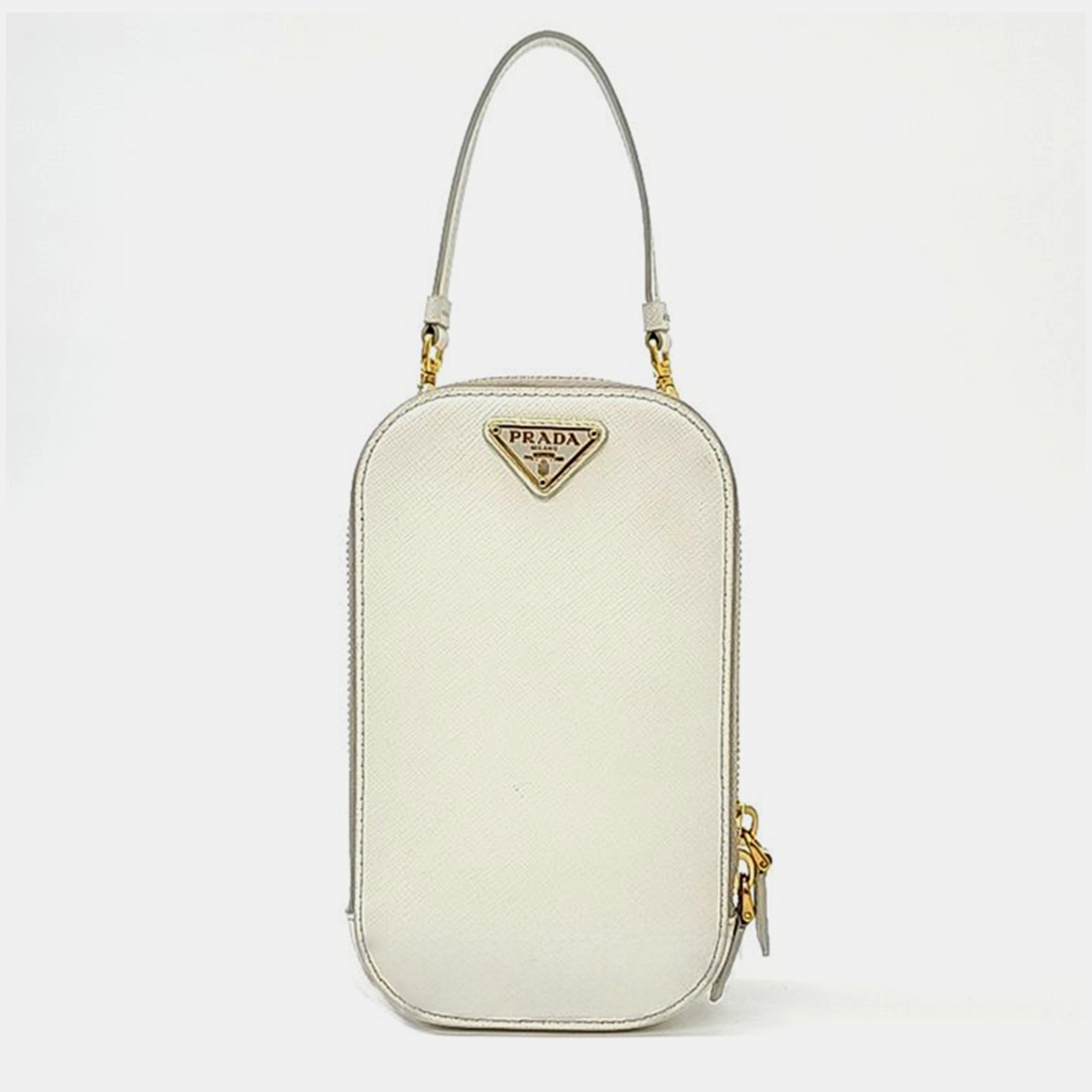 Pre-owned Prada White Saffiano Leather Mini Crossbody Bag