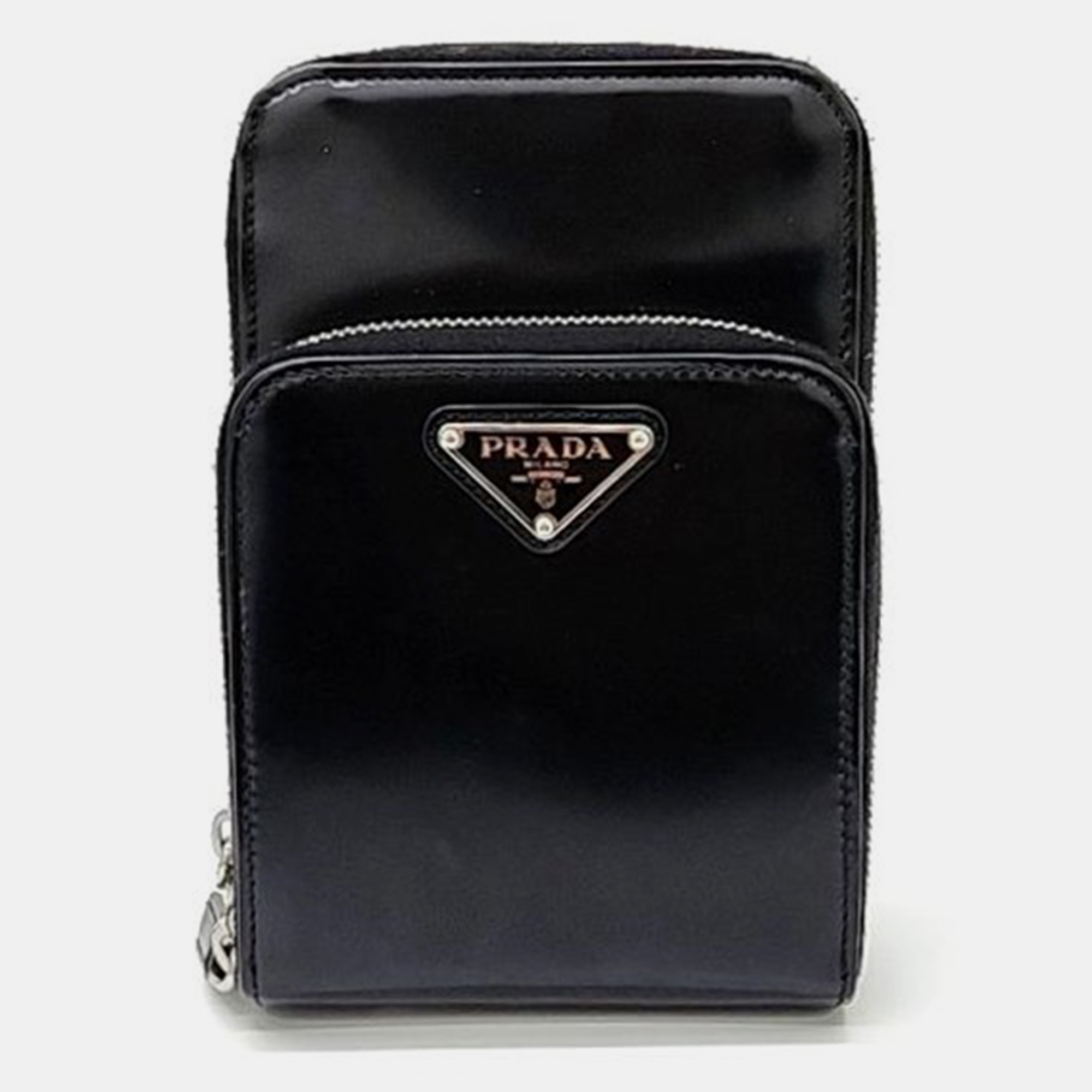 Pre-owned Prada Black Saffiano Leather Phone Shoulder Bag