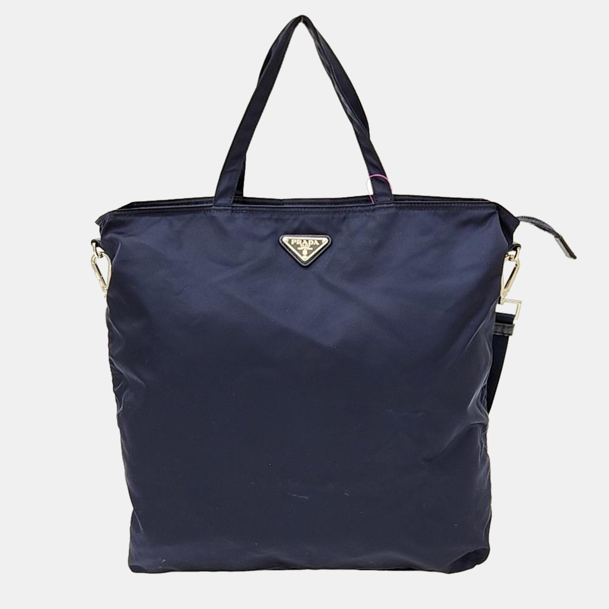 Pre-owned Prada Navy Blue Nylon Tote And Shoulder Bag