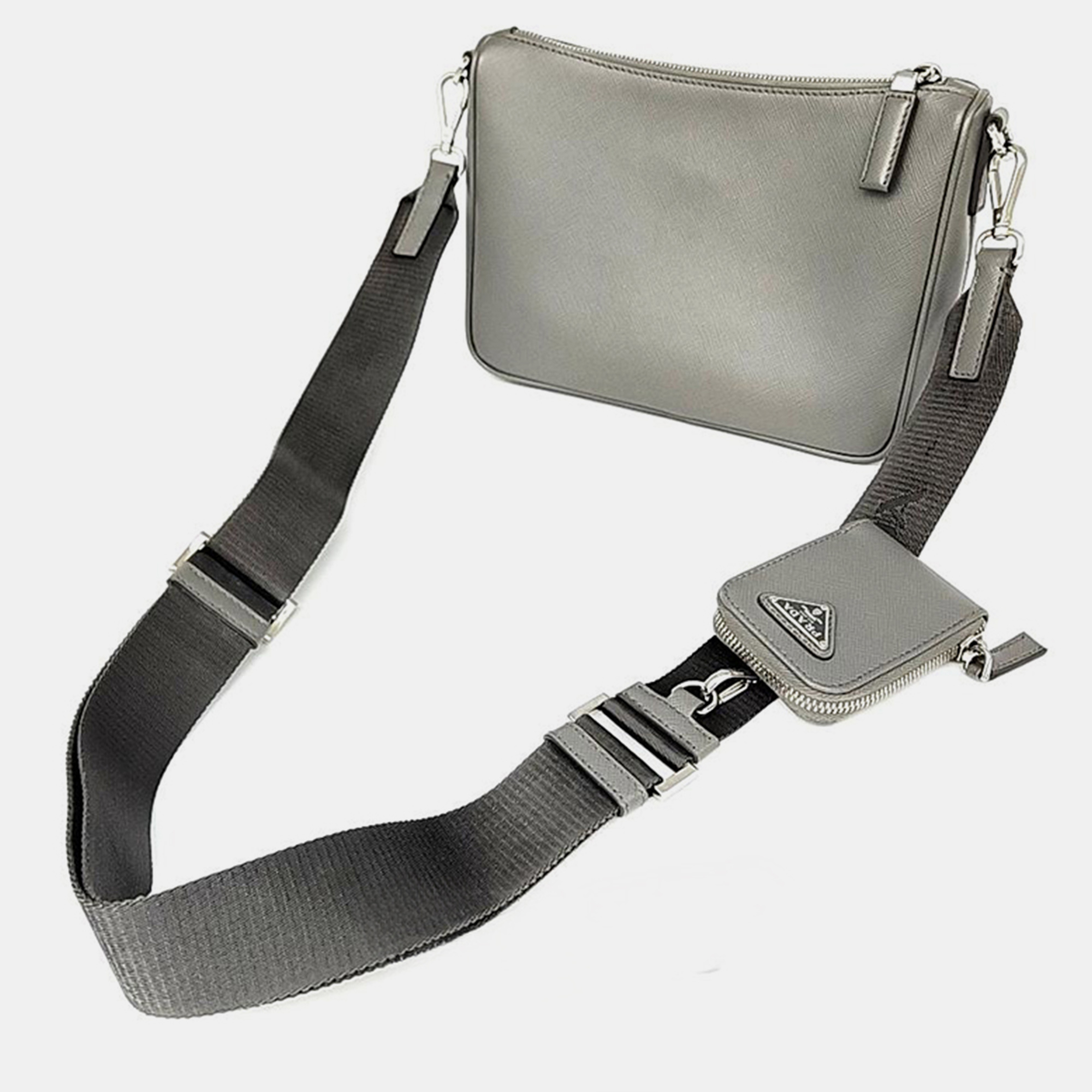 

Prada Saffiano Travel Cross Bag (2VH113), Grey