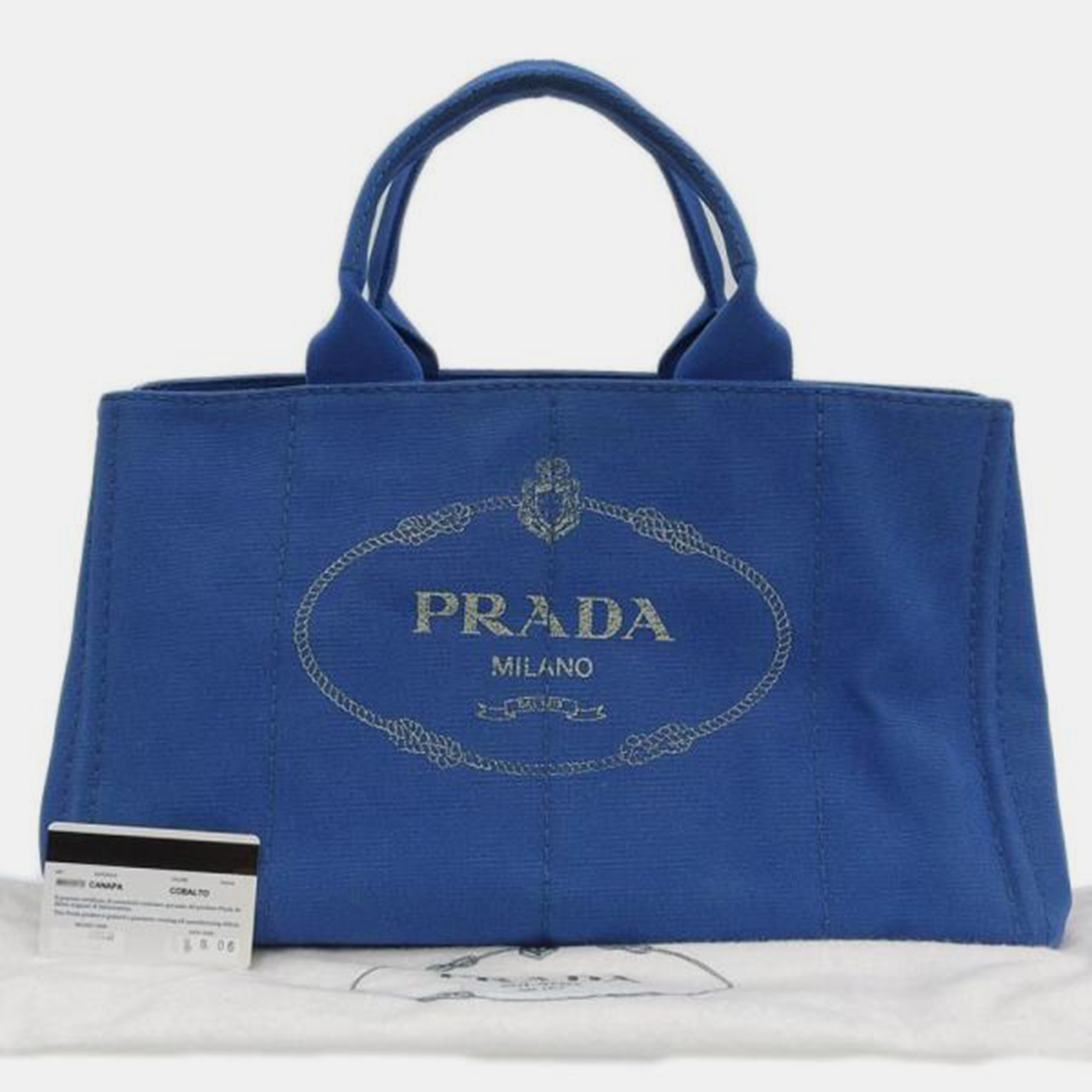 

Prada Blue Canvas Canapa Logo Handbag