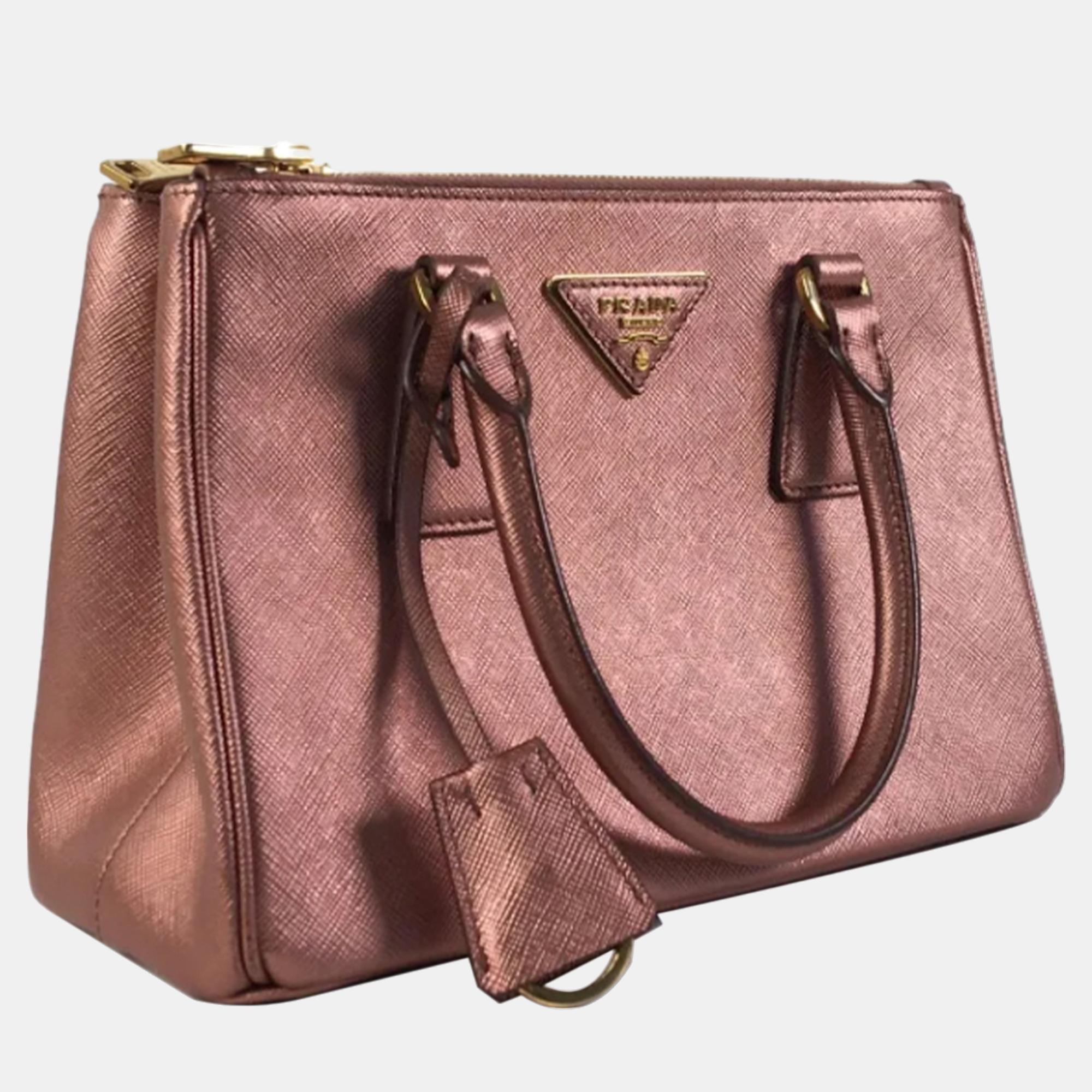 

Prada Pink Mini Saffiano Lux Galleria Double Zip