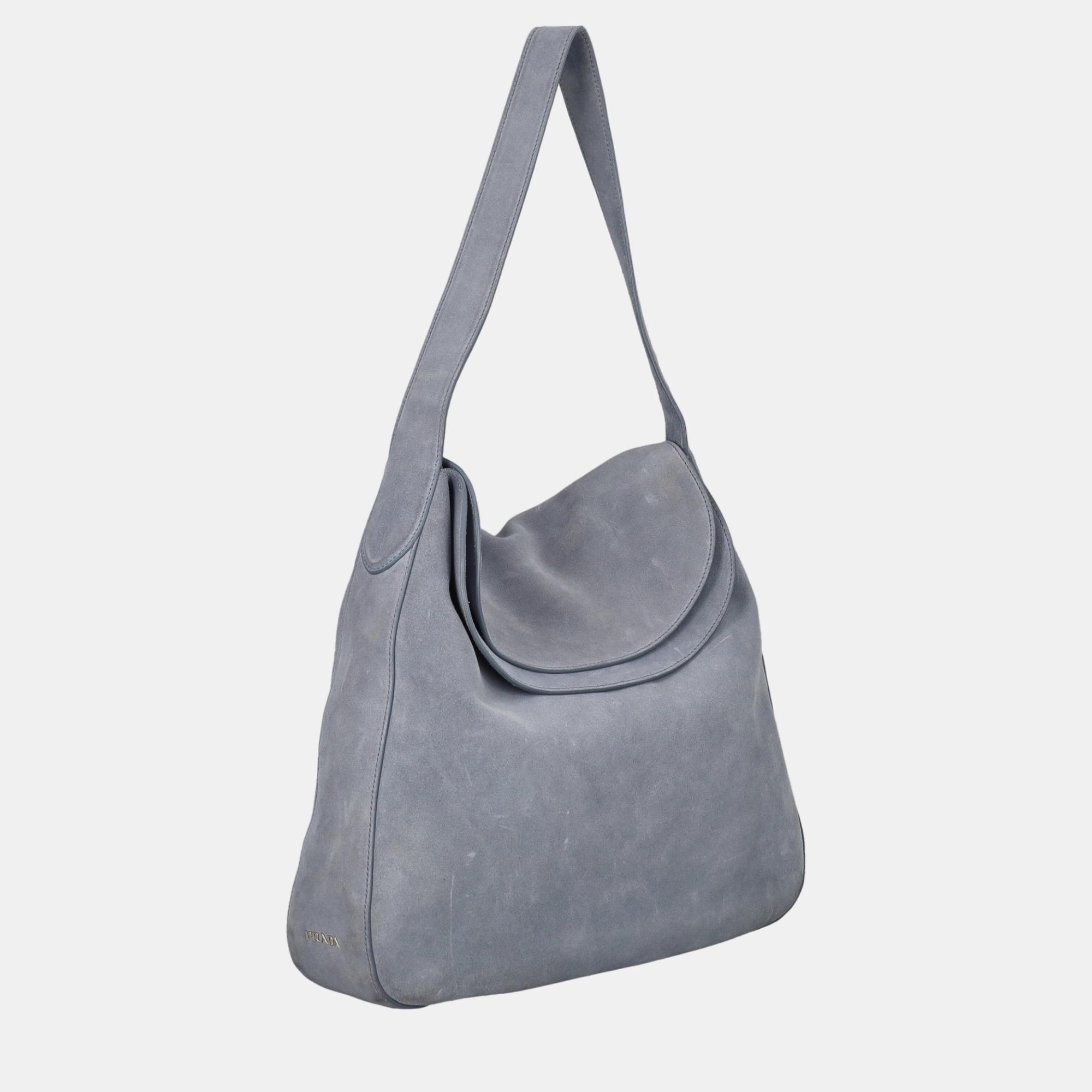 

Prada Women's Leather Hobo Bag - Blue