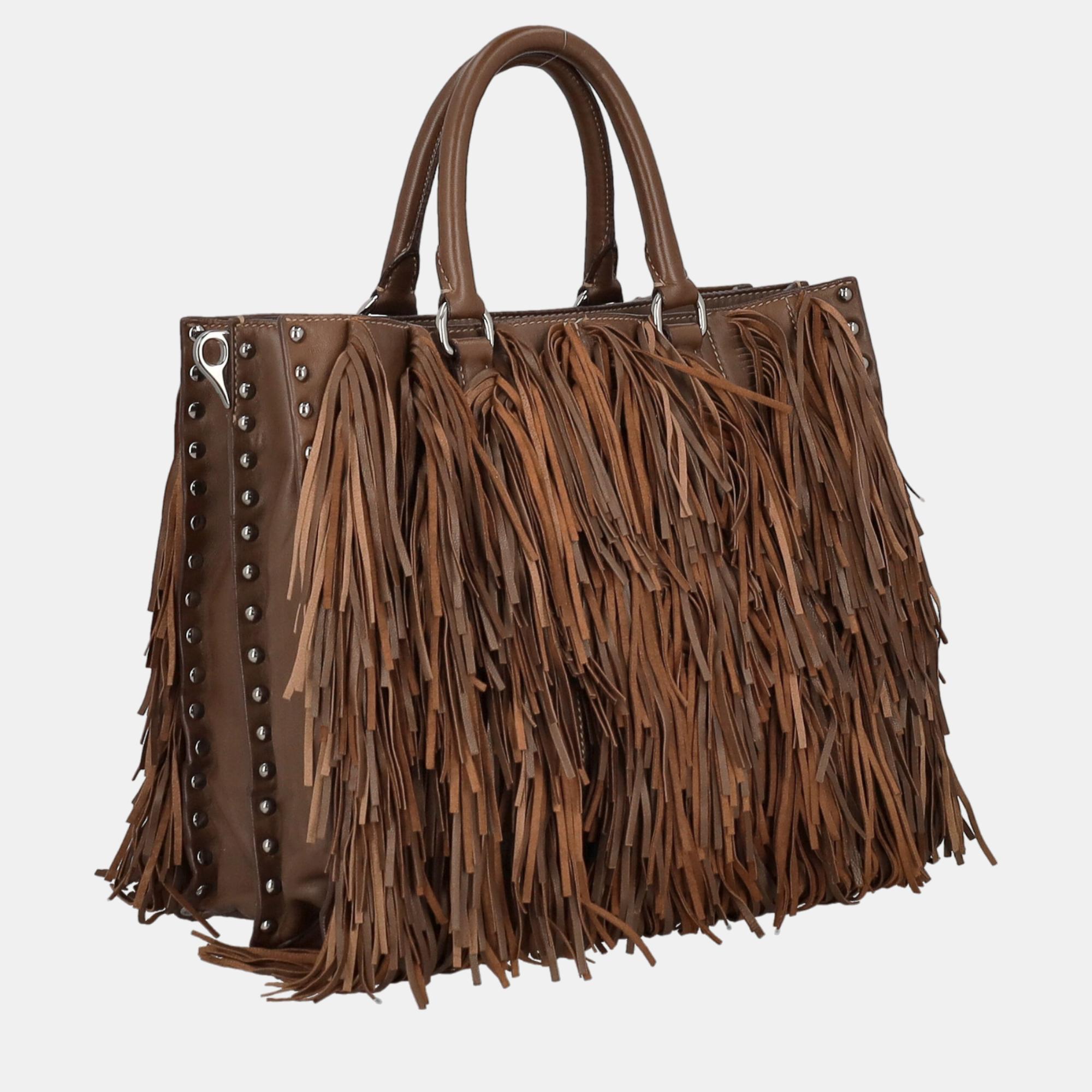 

Prada Women's Leather Tote Bag - Brown