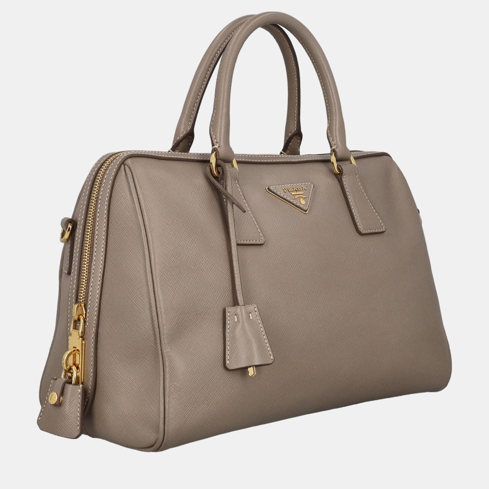 

Prada Women's Leather Tote Bag - Grey