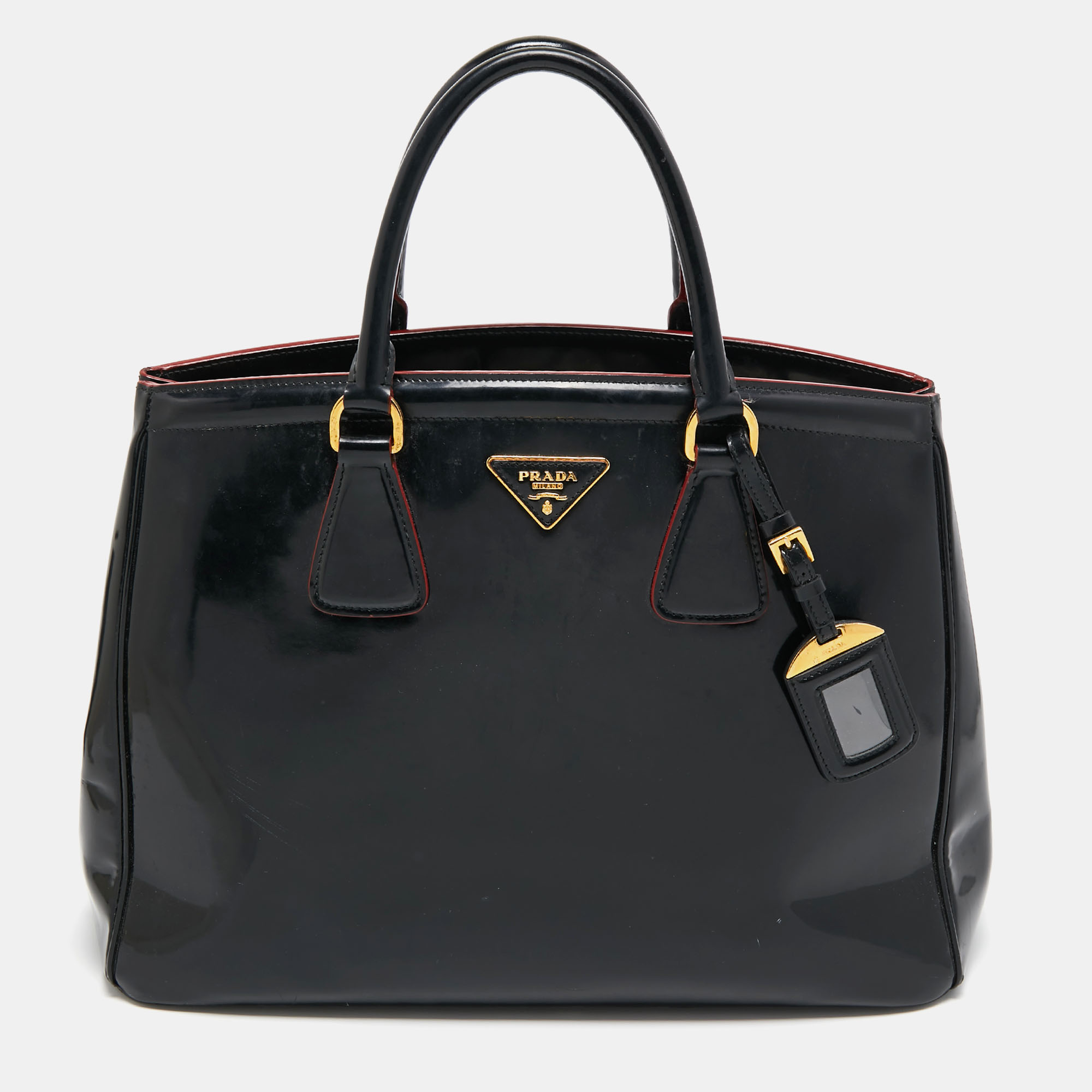 

Prada Black Patent Leather Large Double Zip Tote