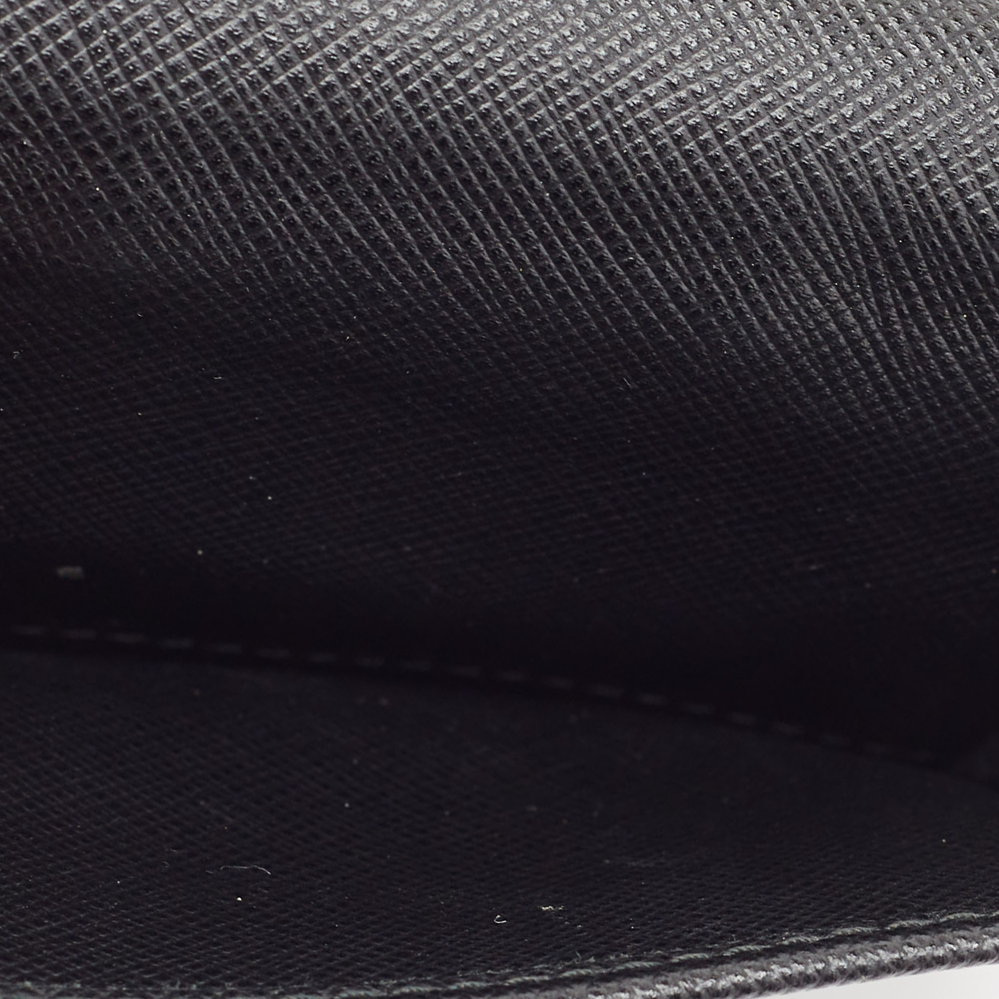 

Prada Black Saffiano Metal Leather Logo Compact Wallet