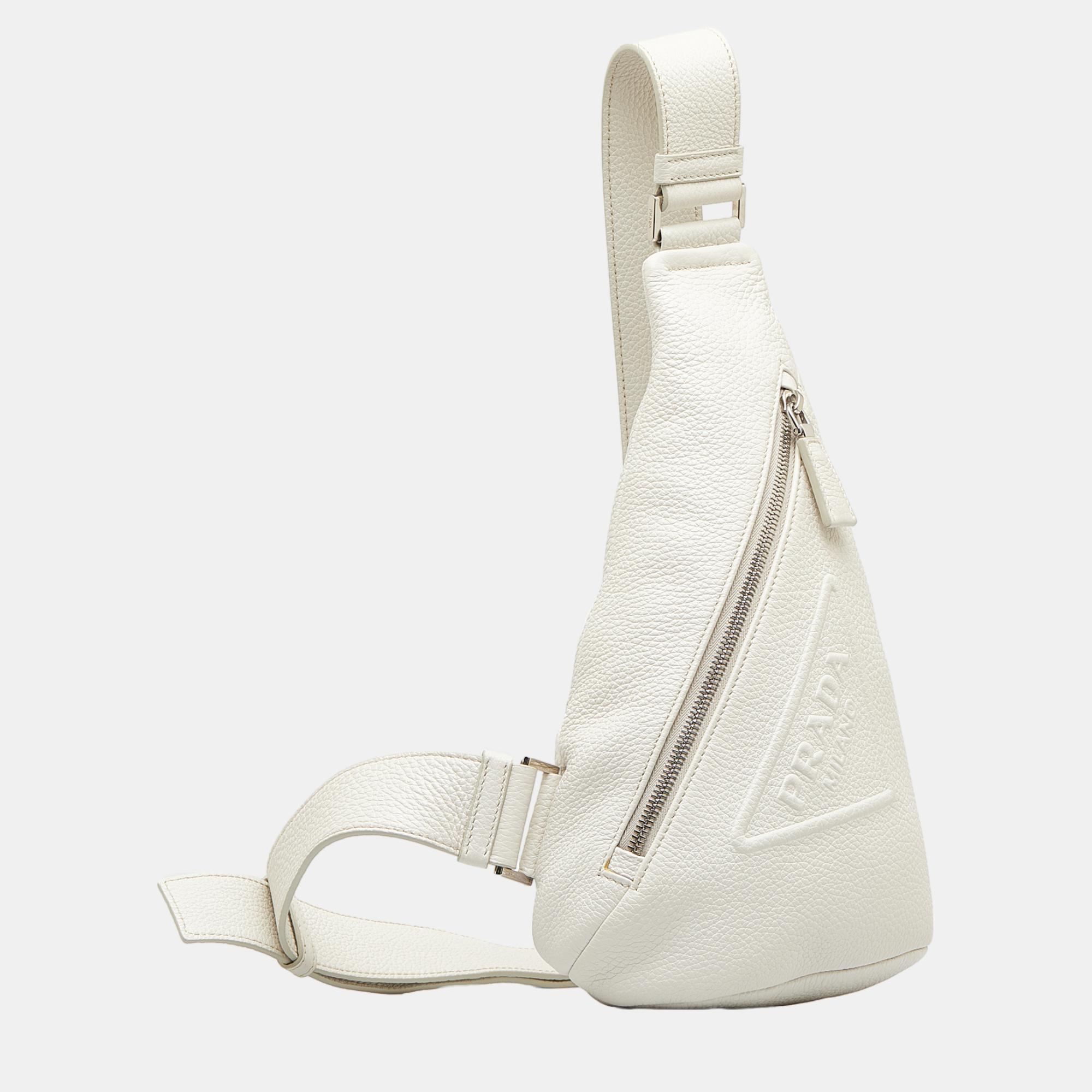 

Prada White Vitello Daino Sling Bag