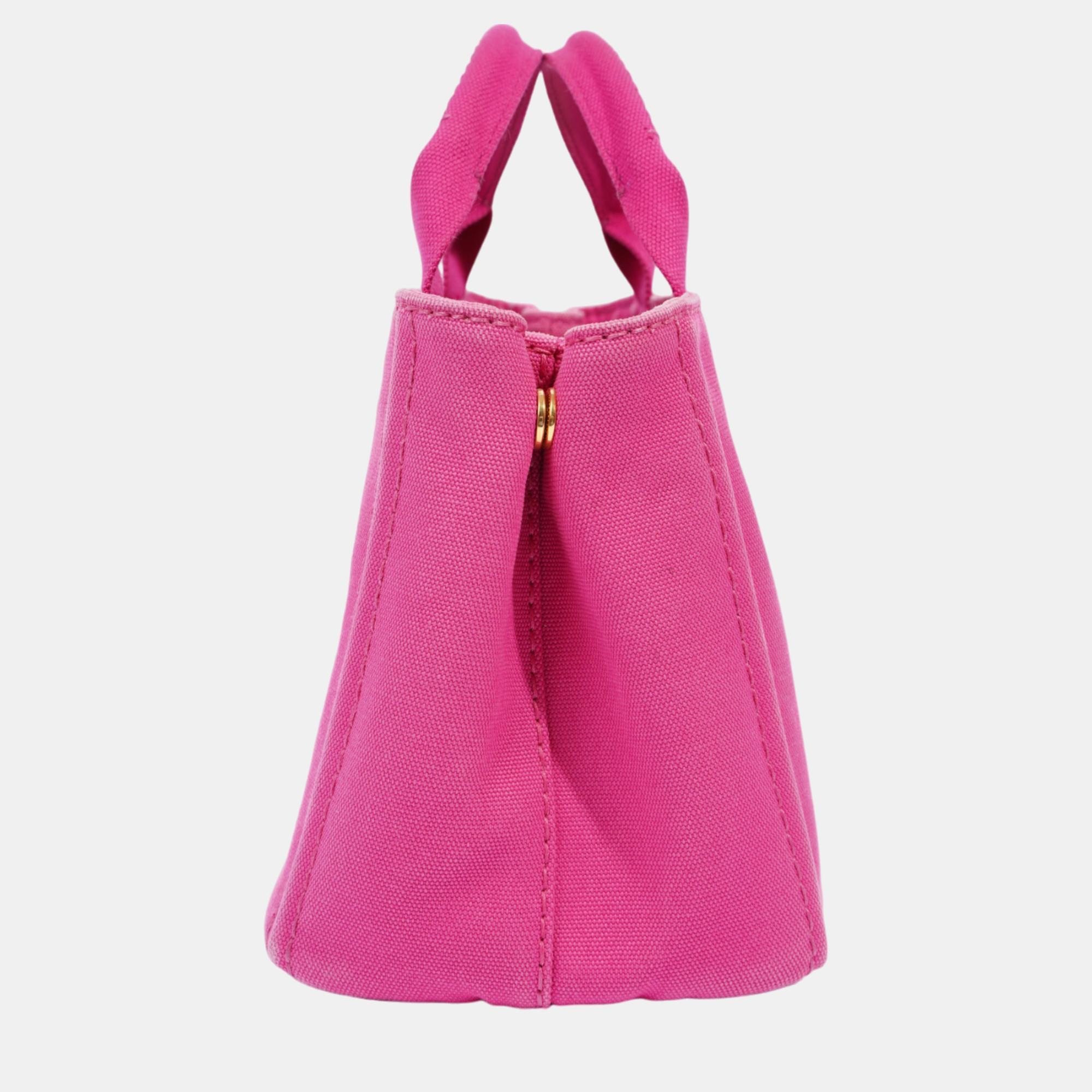 

Prada Canapa Tote Pink Canvas Small