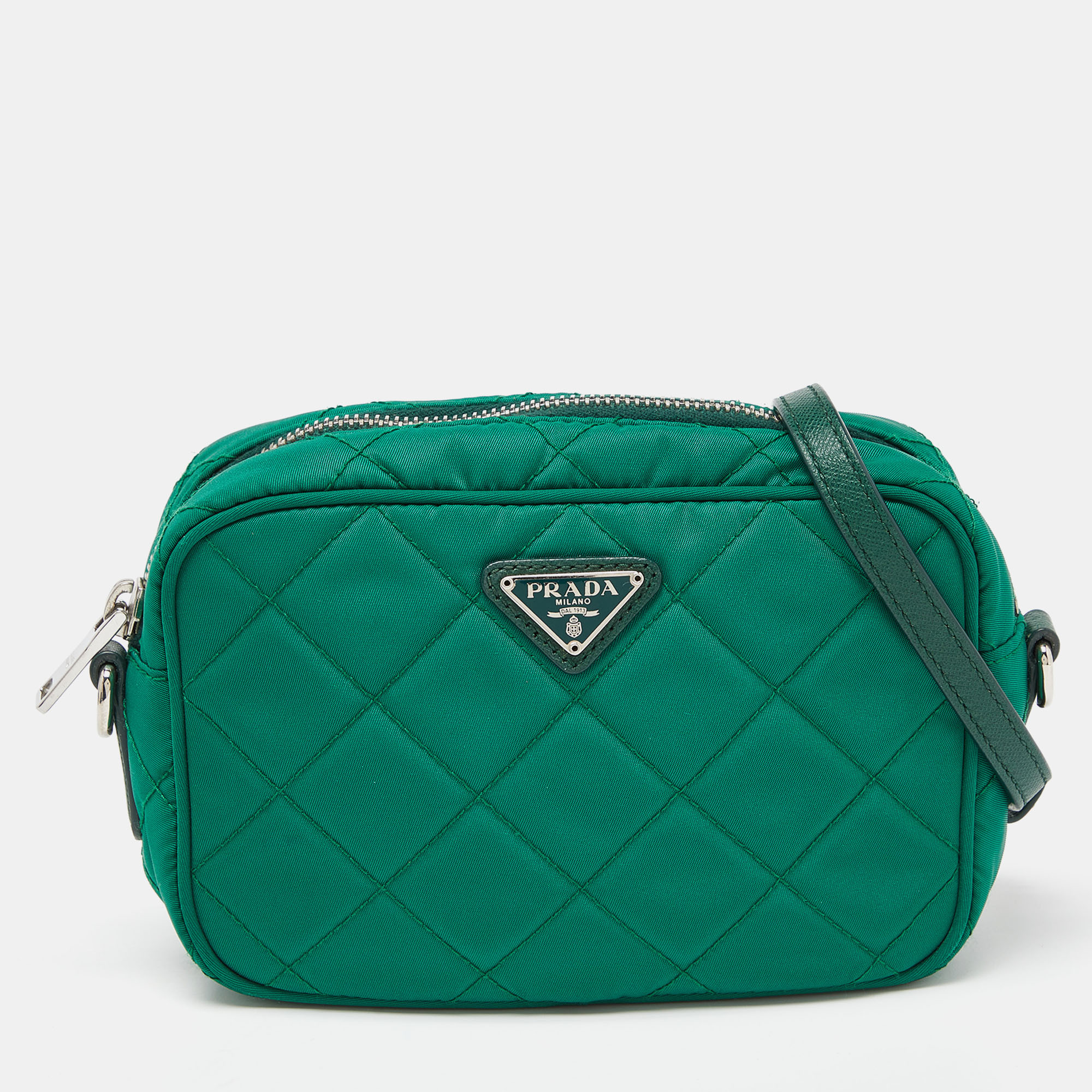 

Prada Green Quilted Nylon and Leather Camera Crossbody Bag