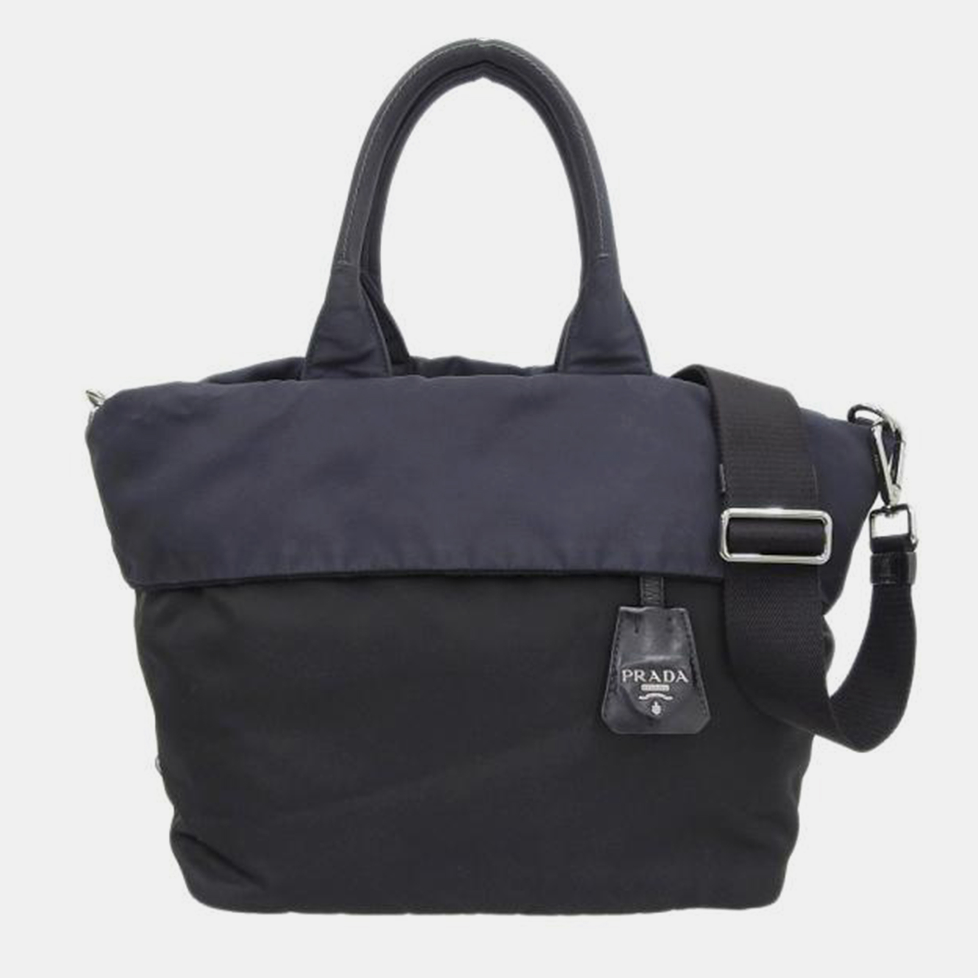 Pre-owned Prada Black Nylon Tessuto Reversible Tote Bag