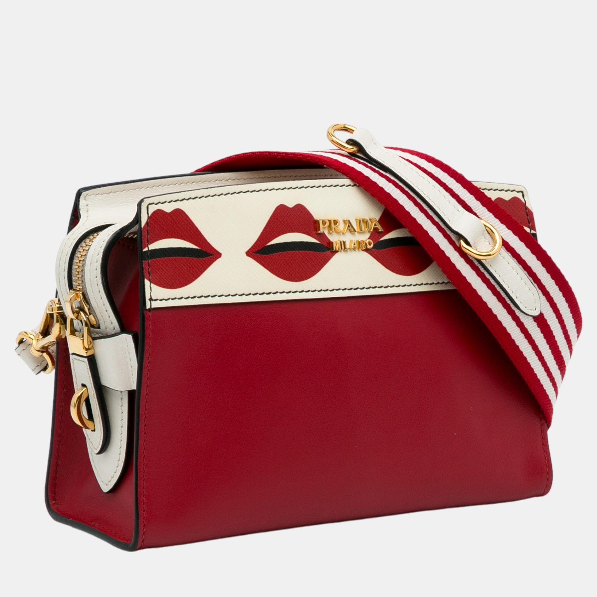 

Prada Red City Calf and Saffiano Lip Print Esplanade