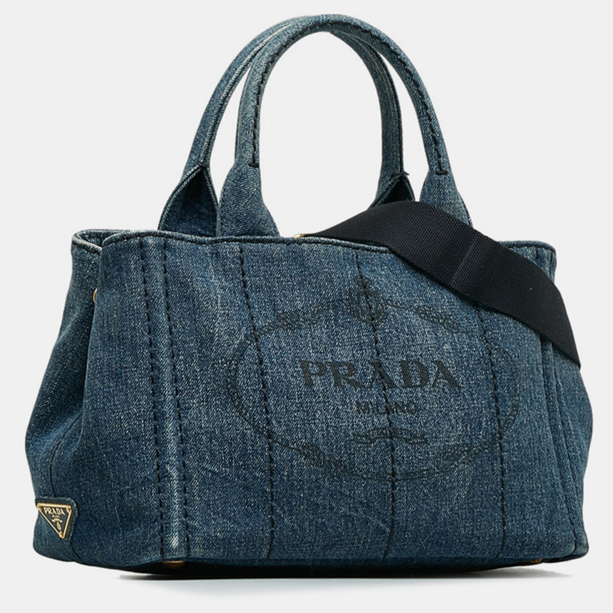 

Prada Blue Denim Canapa Logo Denim Handbag