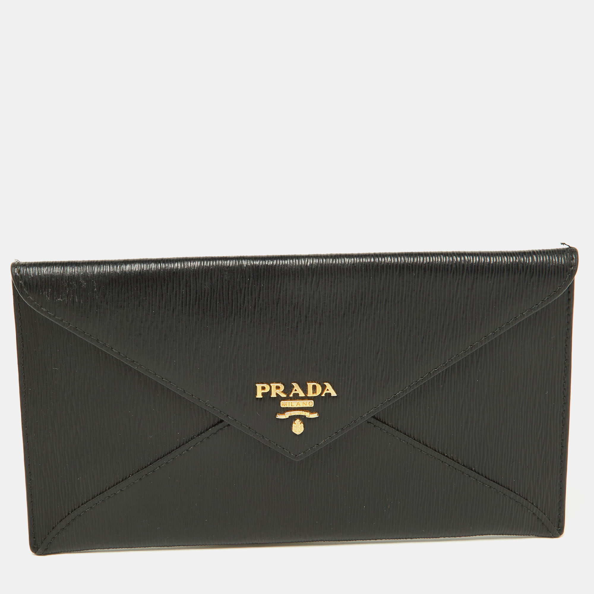 

Prada Black Move Leather Envelope Slim Wallet