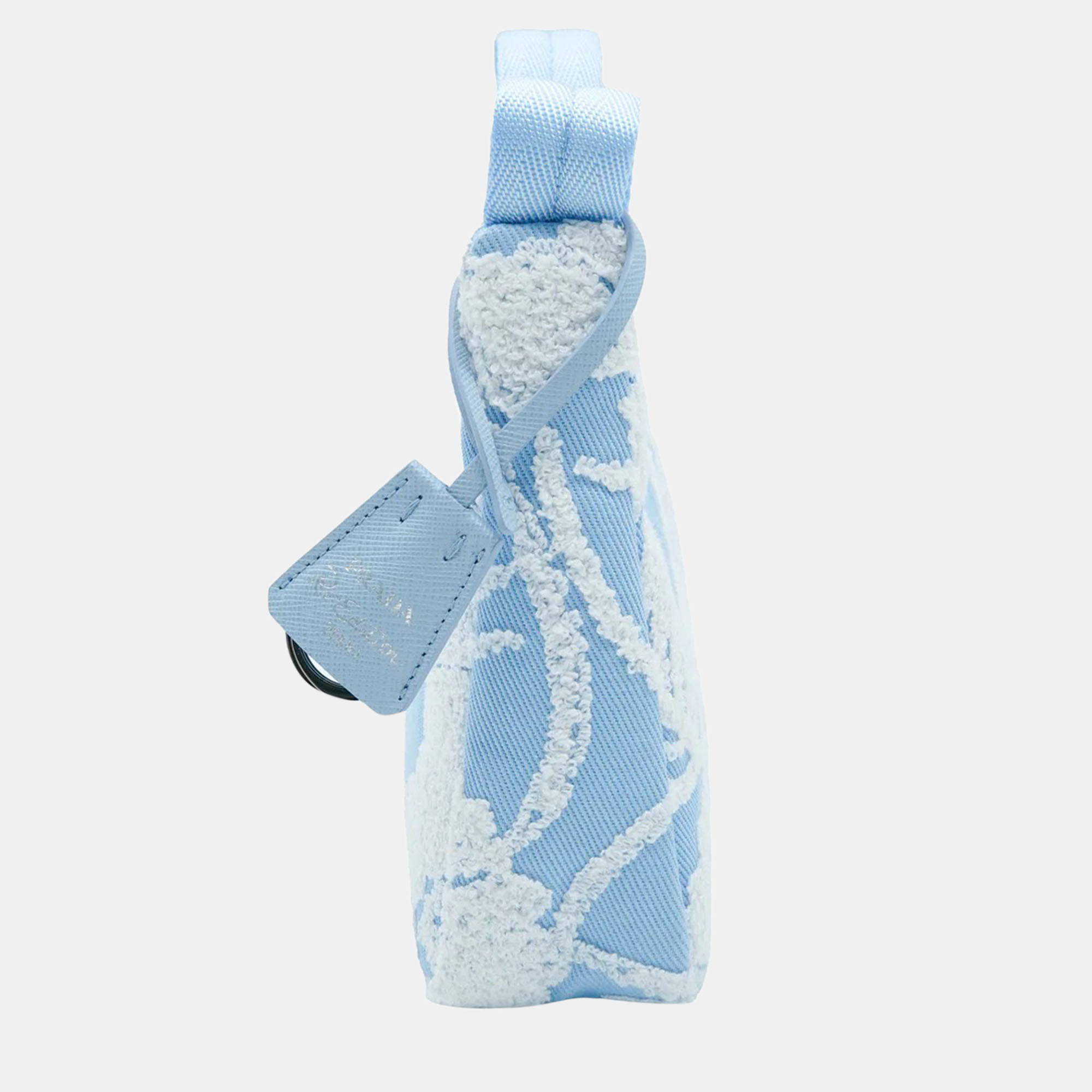 

Prada Blue Embroidered Canvas Mini Drill Re-Edition 2000 Shoulder Bags