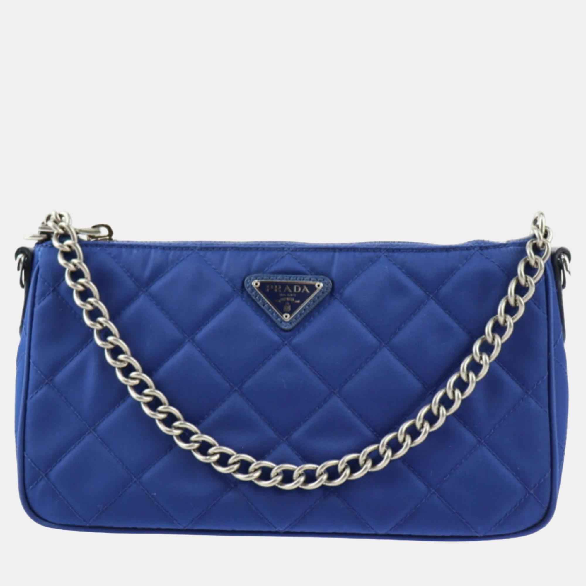 

Prada Blue Nylon and Leather Triangle Crossbody Bag