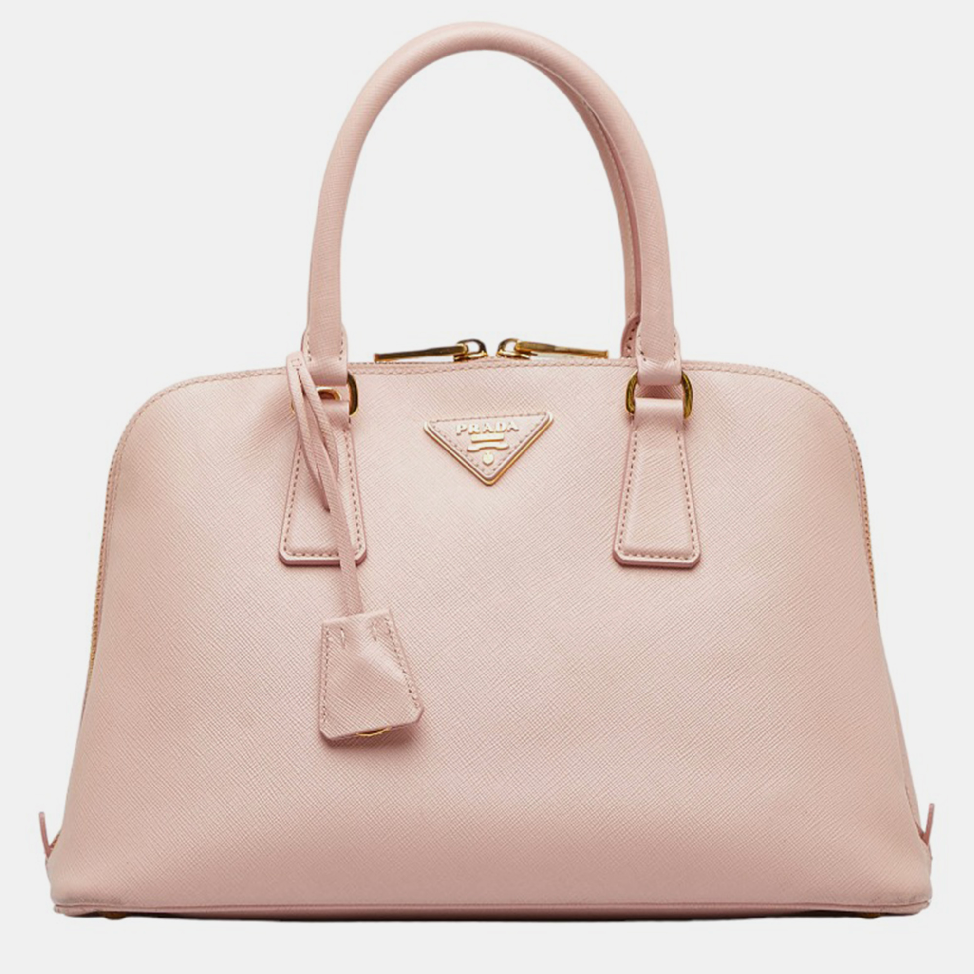 Pre-owned Prada Pink Leather Saffiano Medium Lux Dome Bag