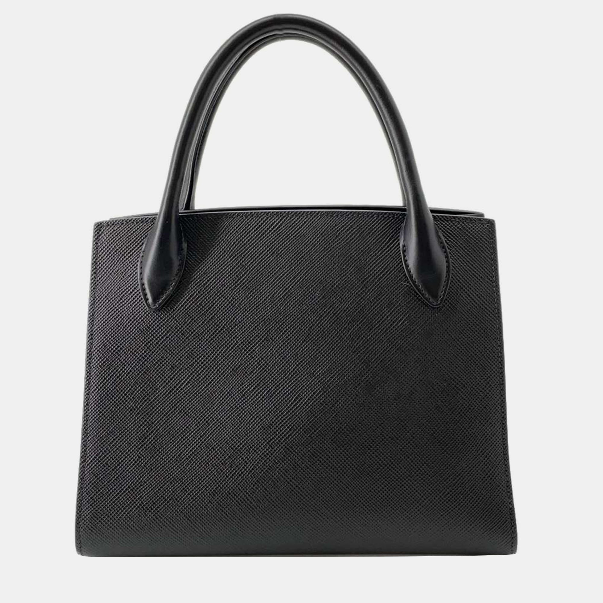 

Prada Black Saffiano Leather Monochrome Cuir Satchel