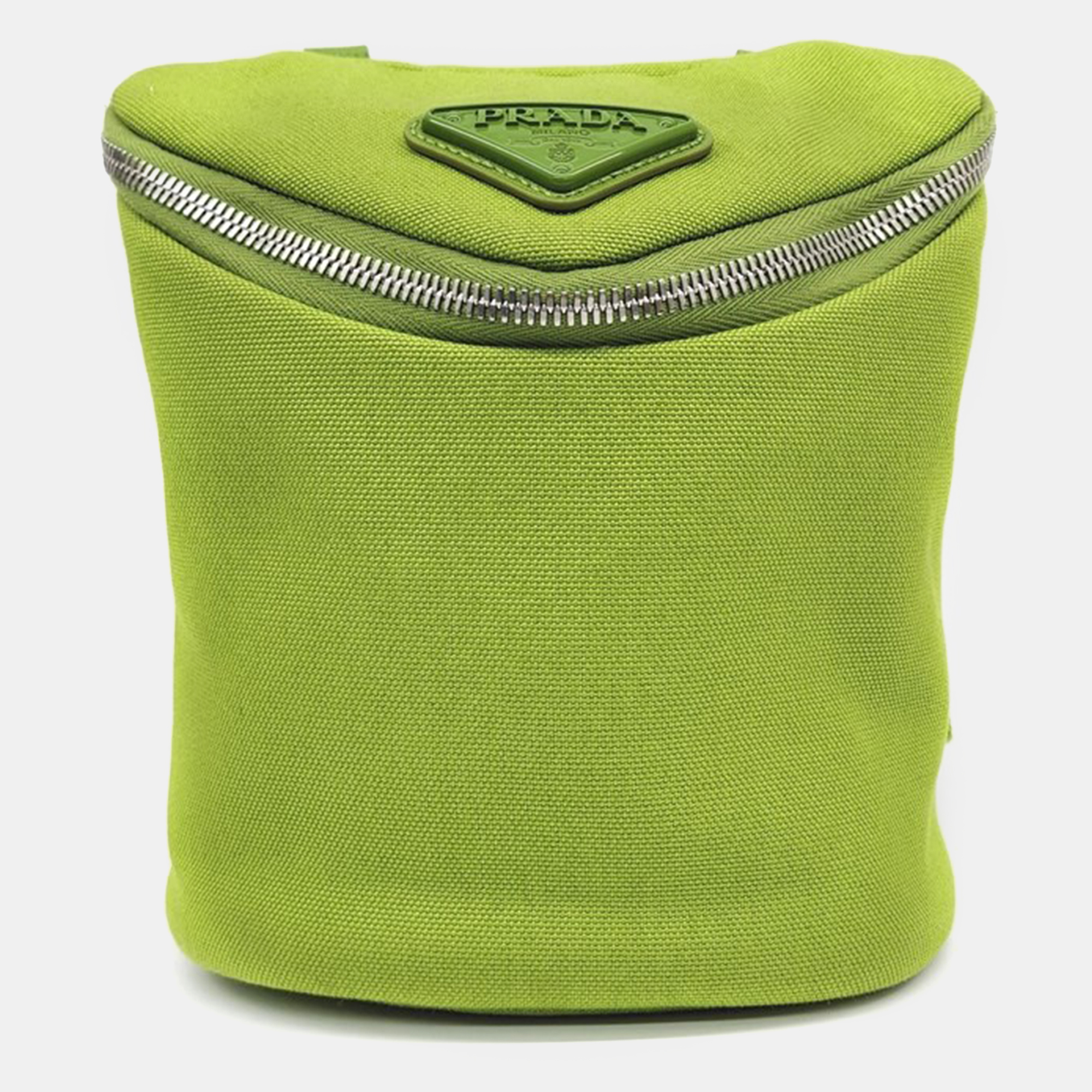 Pre-owned Prada Green Nylon Canapa Bucket Bag