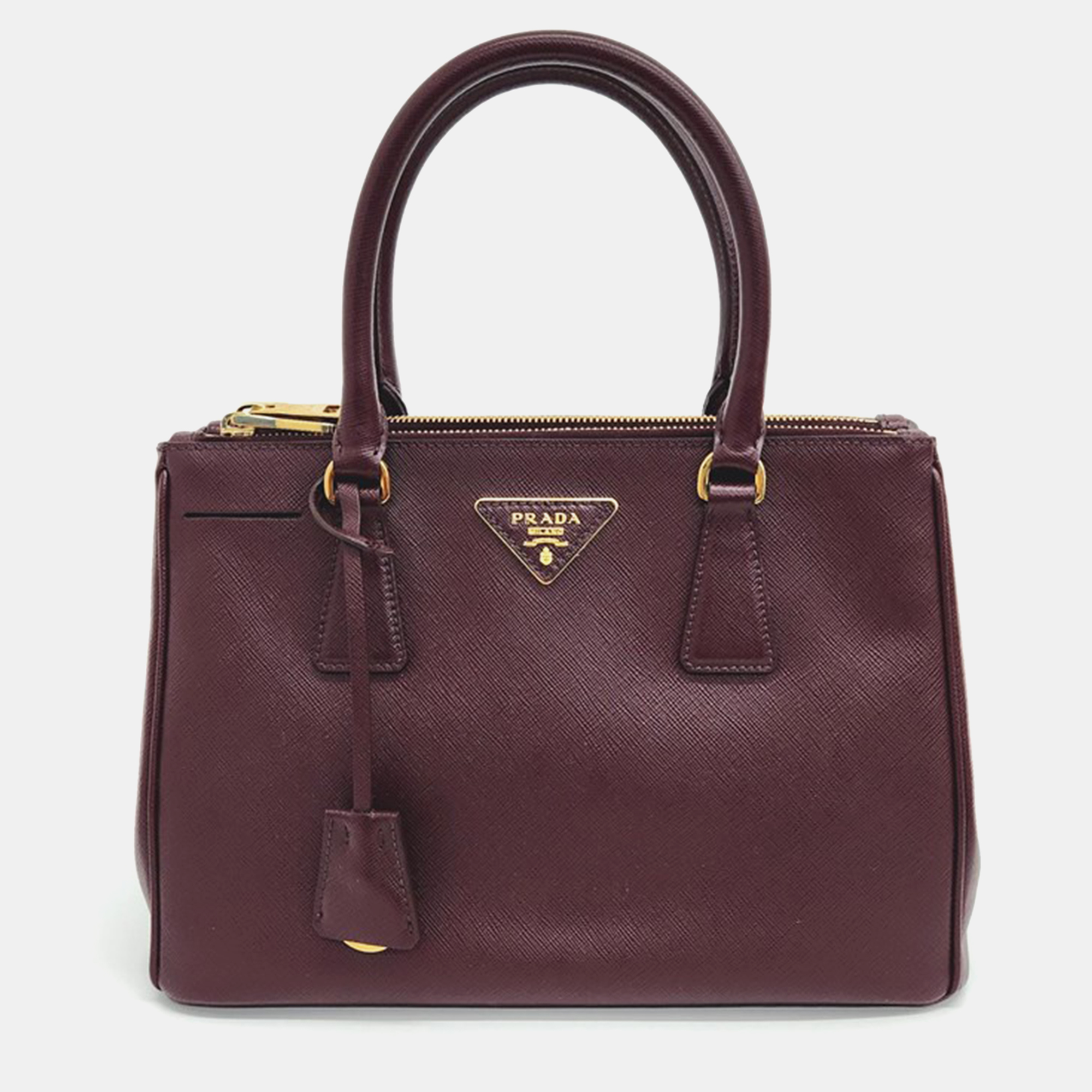 Pre-owned Prada Burgundy Leather Saffiano Lux Tote Bag