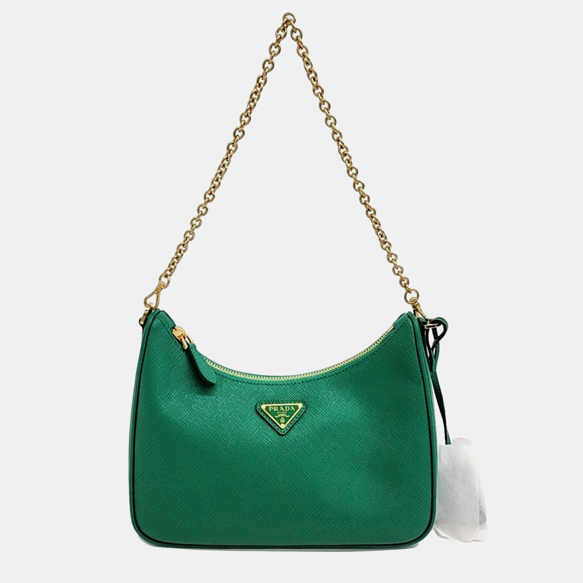 

Prada Saffiano Lux Chain Hobo Bag, Green