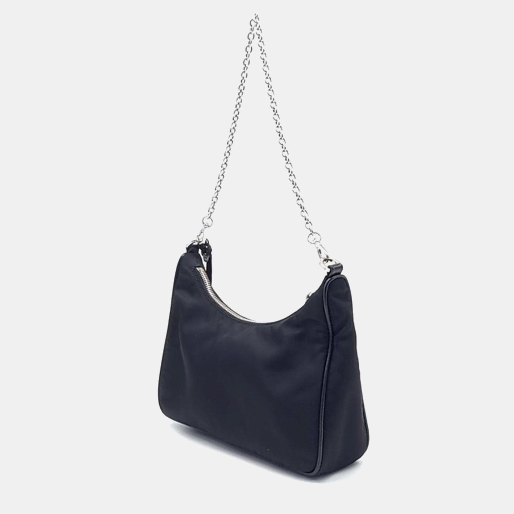 

Prada Nylon Tessuto Chain Strap Hobo Bag (1BH204), Black