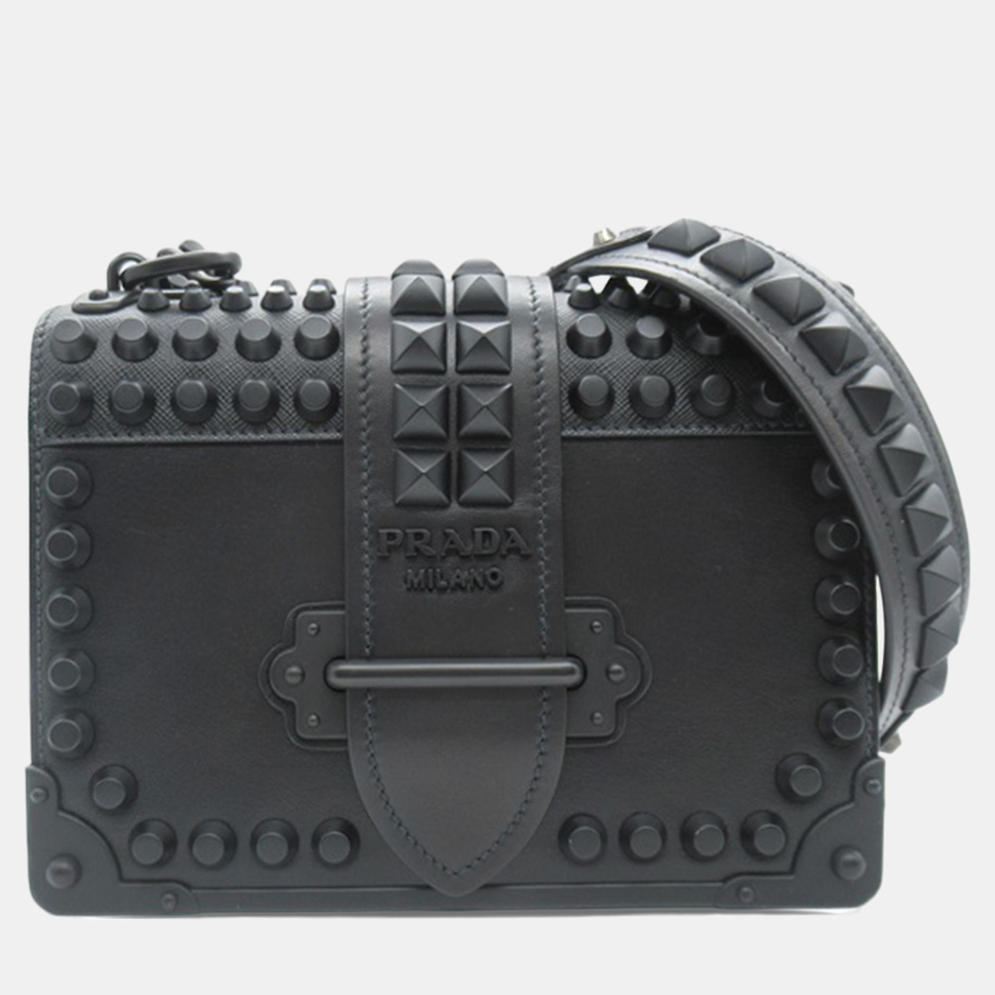 

Prada Black Studded Cahier Crossbody Bag