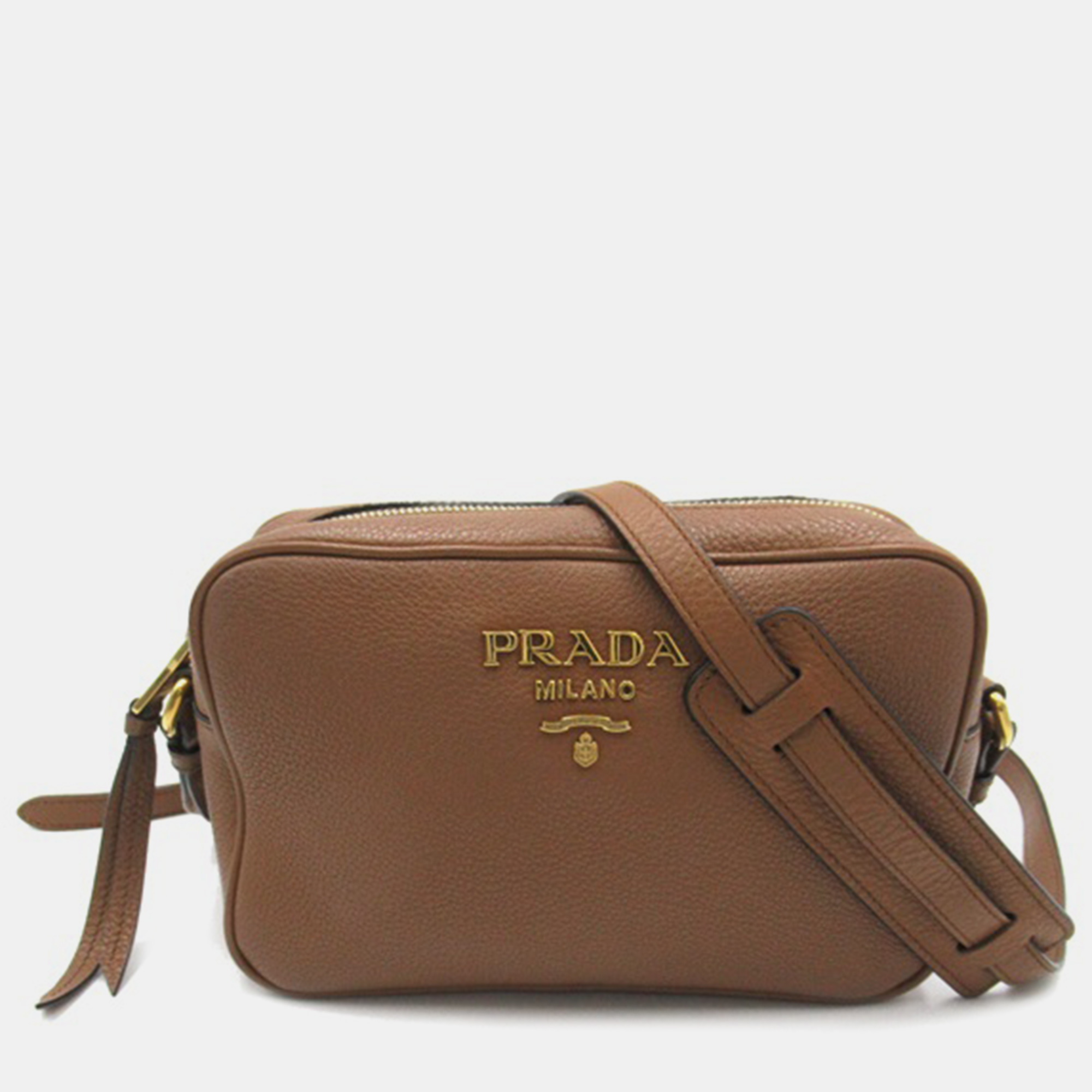 

Prada Brown Leather Saffiano Lux Mini Camera Bag