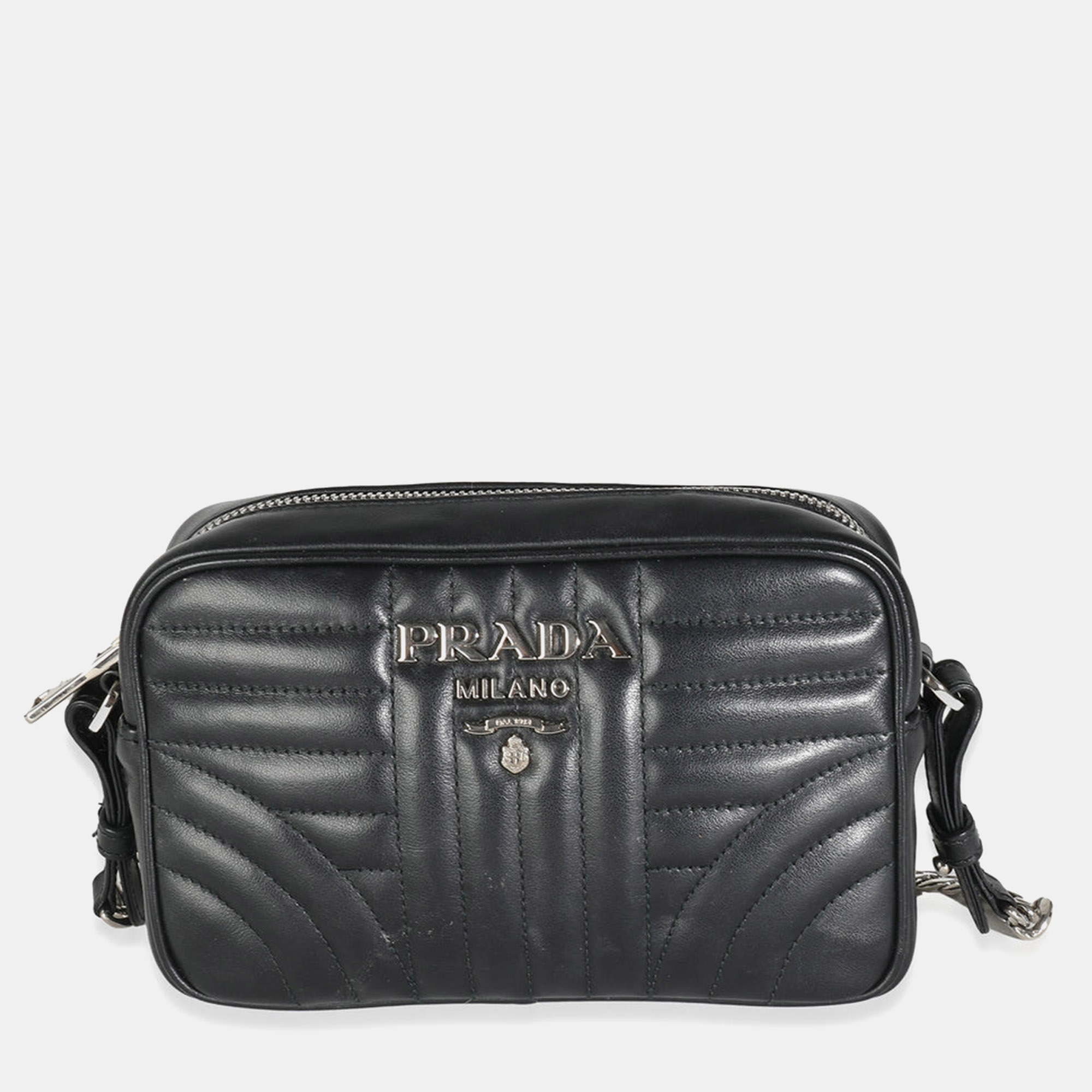 

Prada Black Soft Calfskin Diagramme Camera Bag