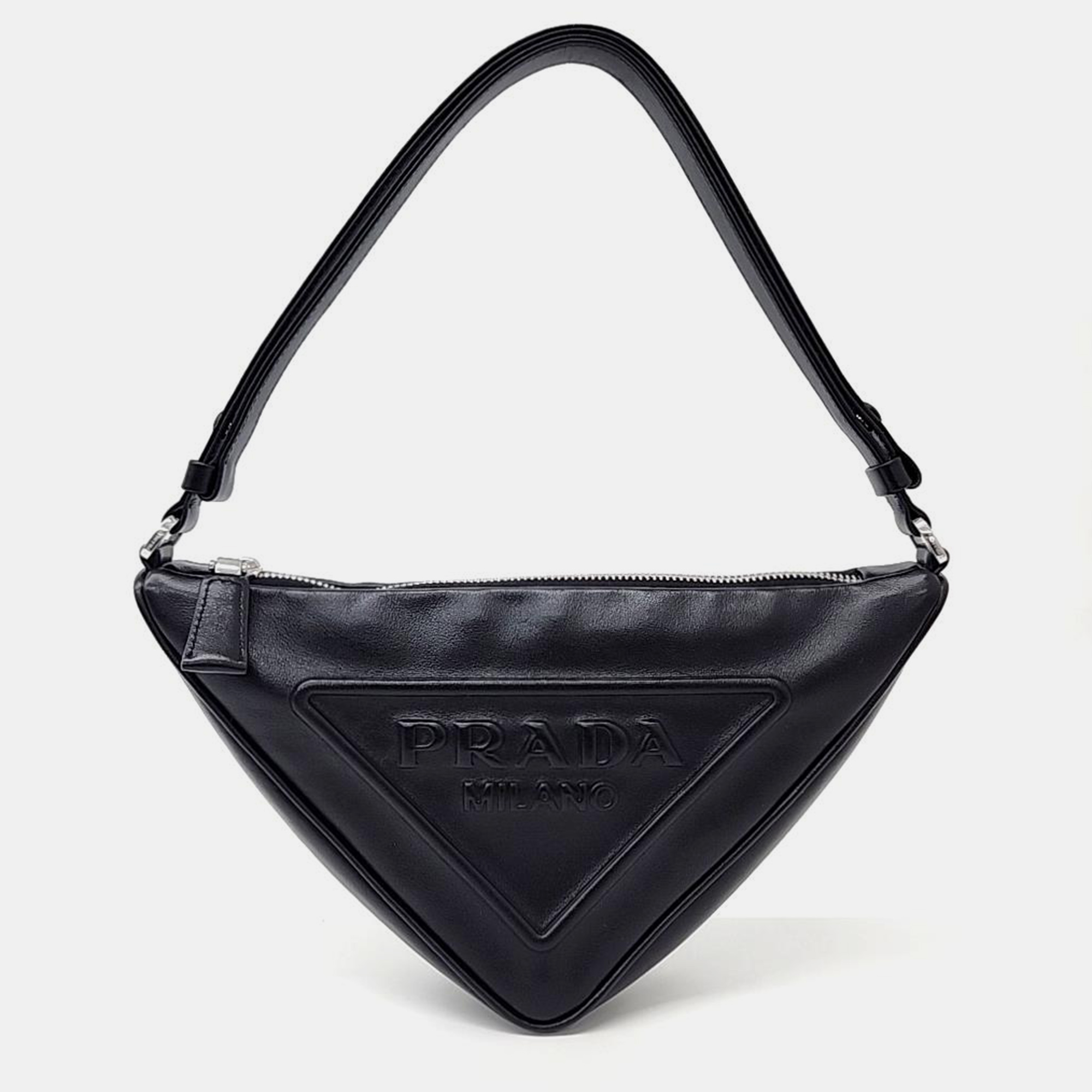 Pre-owned Prada Triangle Pouch Bag In Black