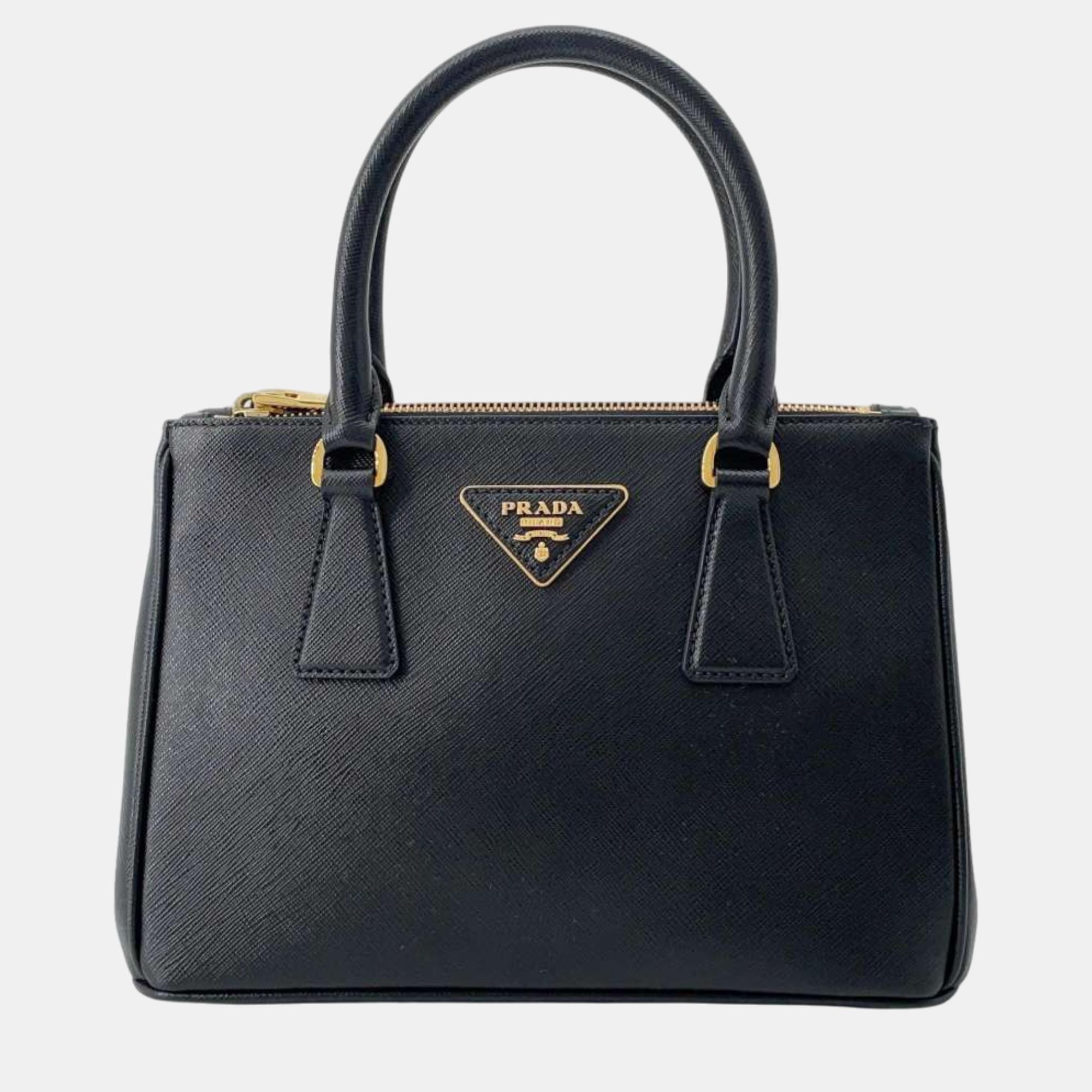 Pre-owned Prada Black Saffiano Leather Galleria Handbag