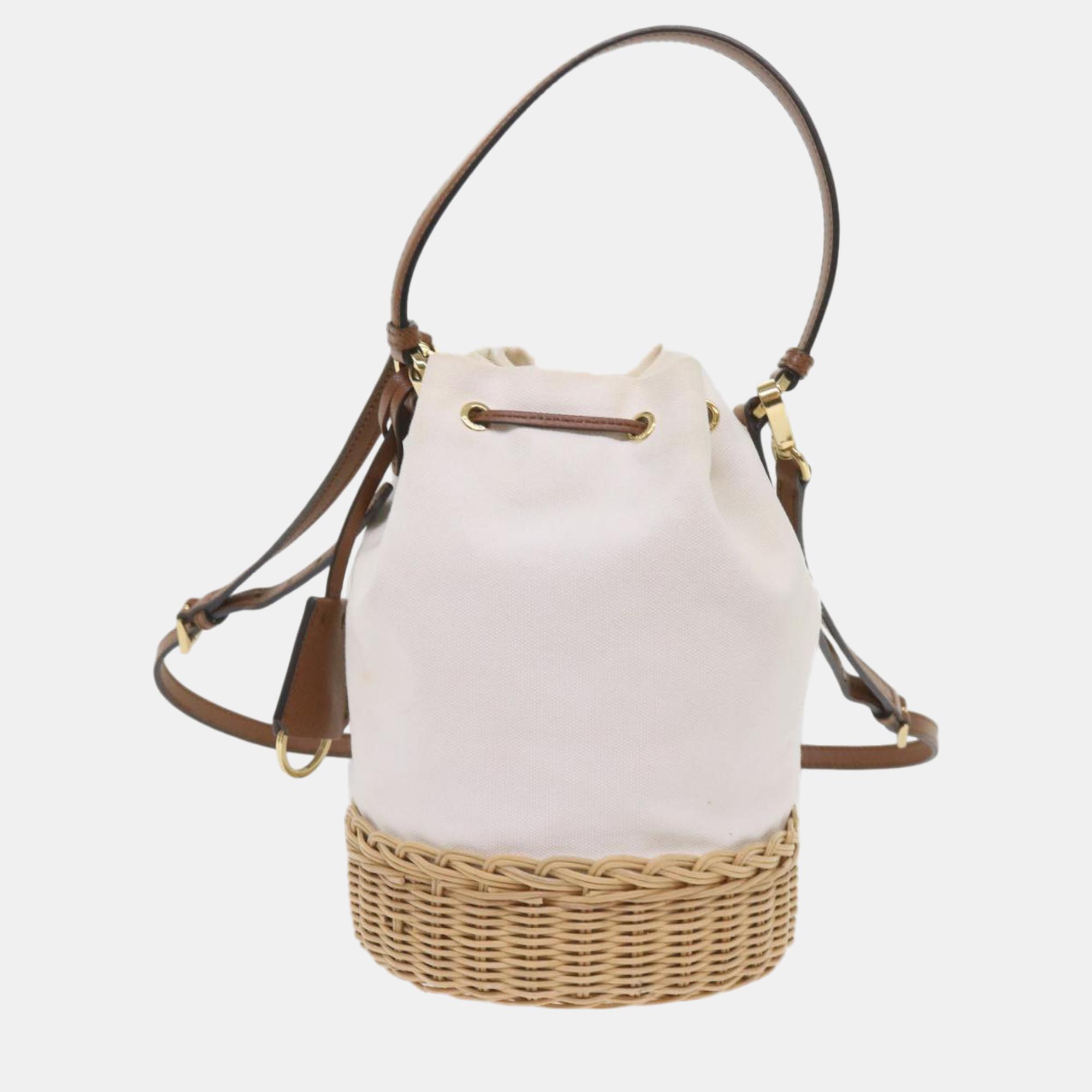 Prada White Canvas Midollino bag Prada | TLC