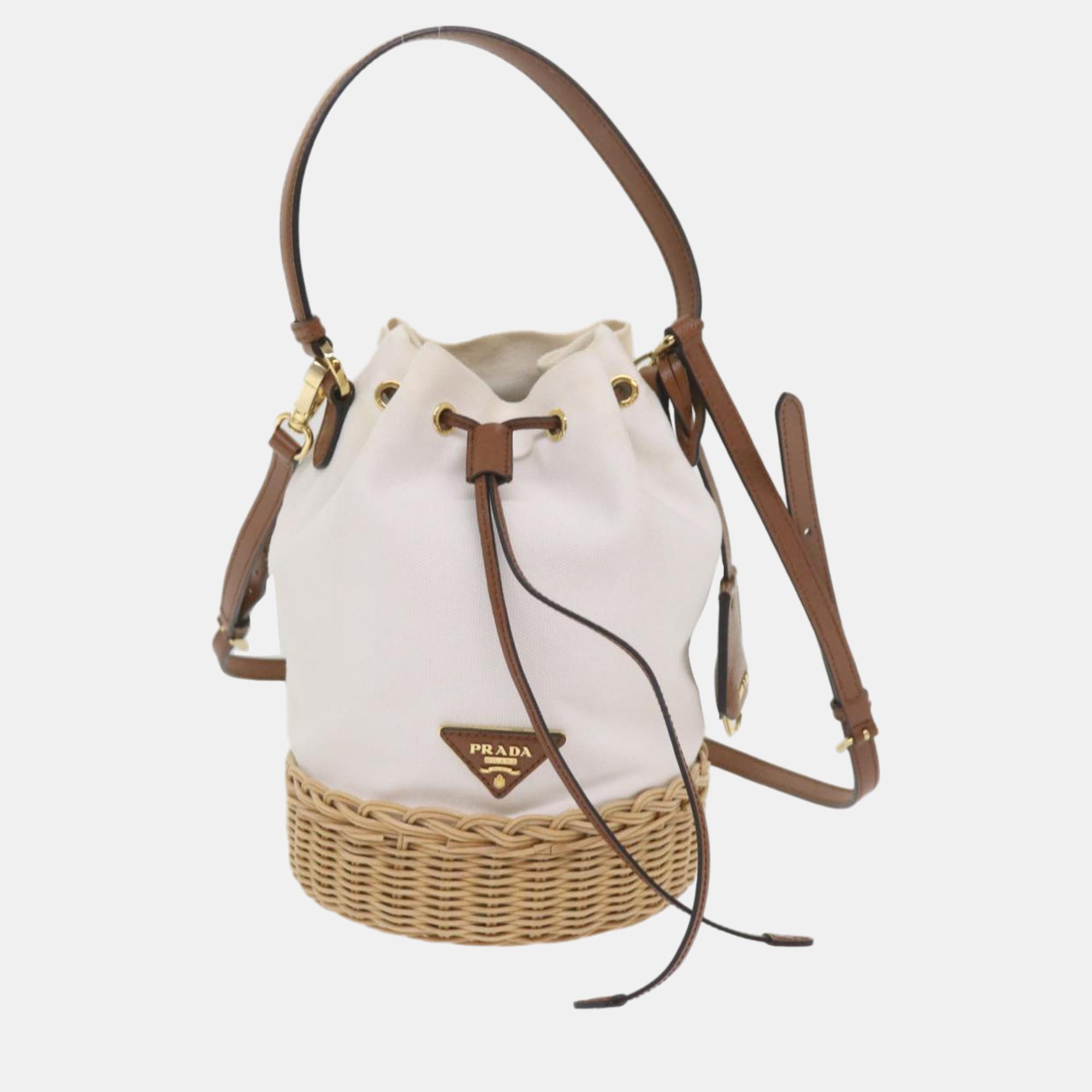 Prada White Canvas Midollino bag Prada | The Luxury Closet