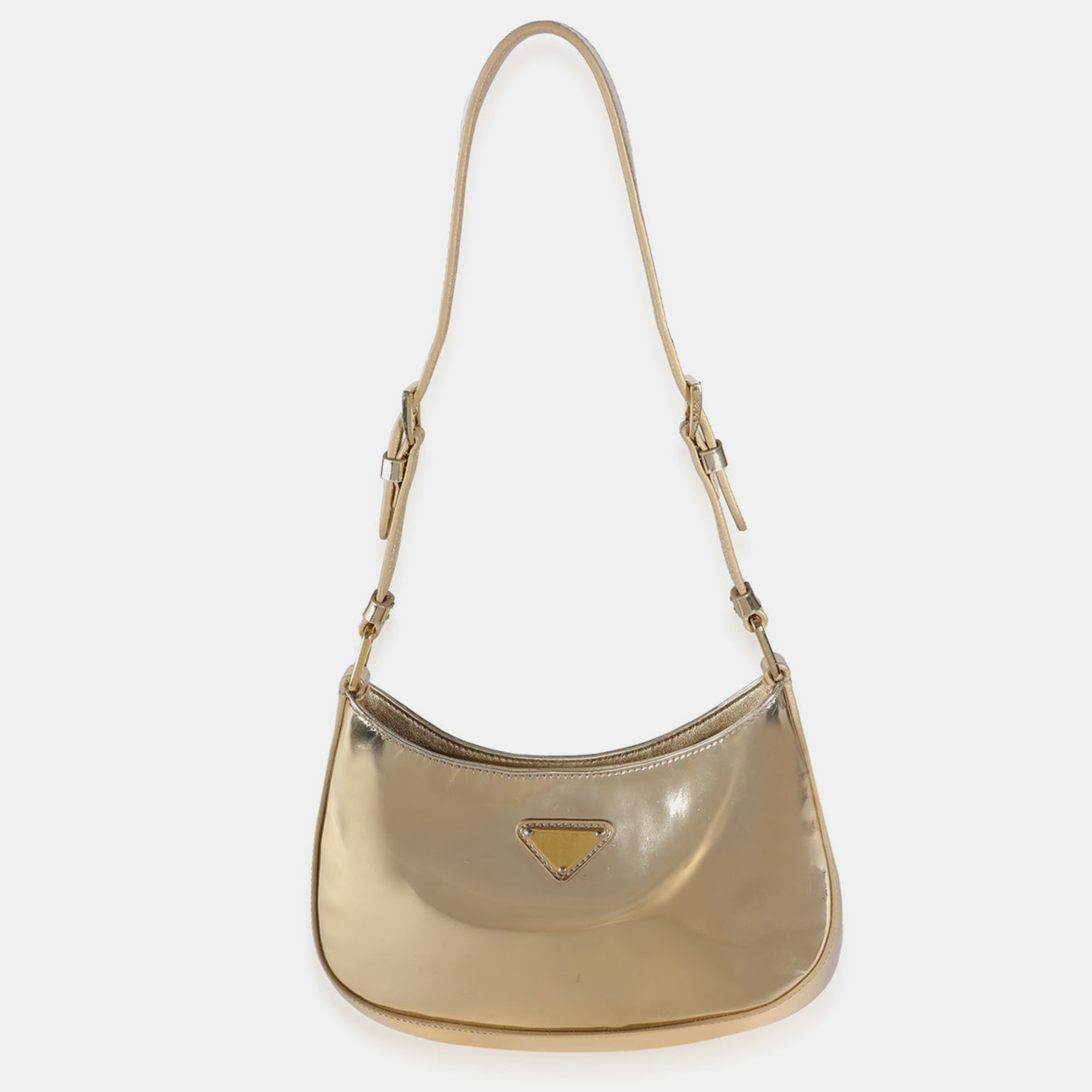 

Prada Gold Brushed Leather Platinum Cleo Bag