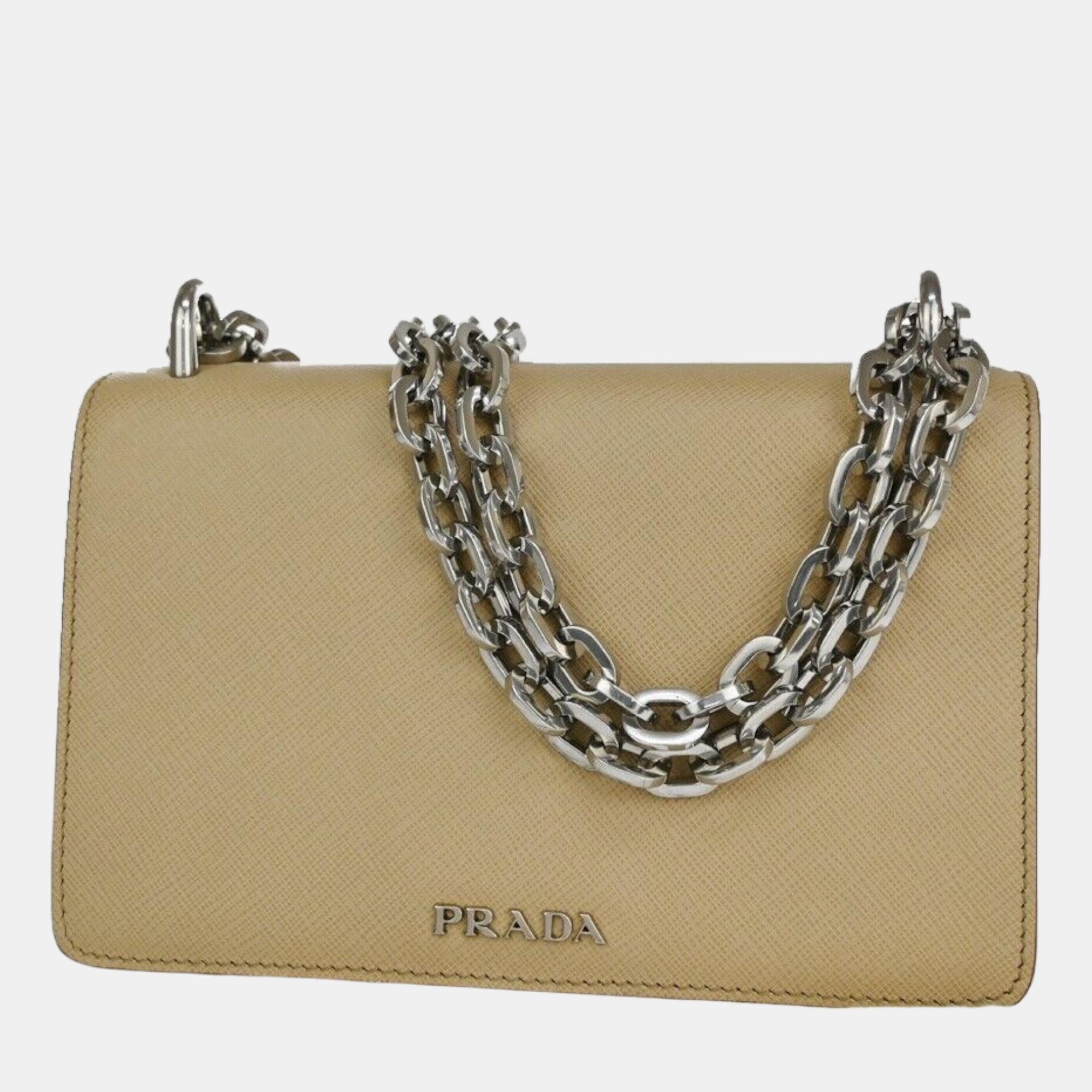 

Prada Beige Leather Saffiano shoulder bag