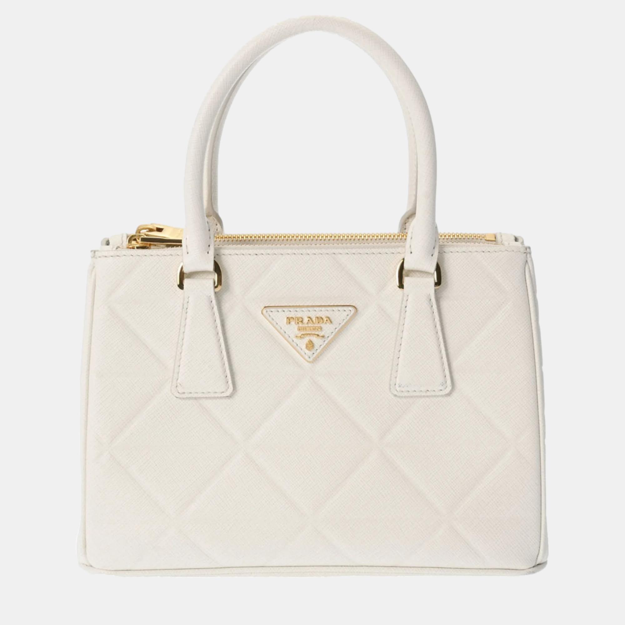 

Prada White Saffiano Galleria Small Satchel Bag