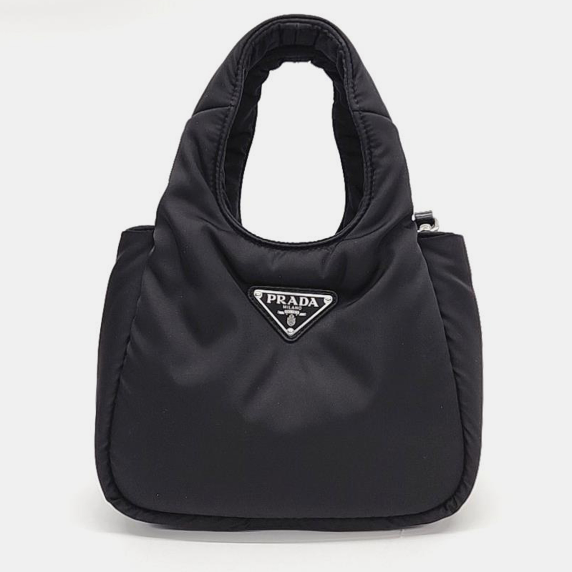 Pre-owned Prada Black Re-nylon Padded Shoulder Bag