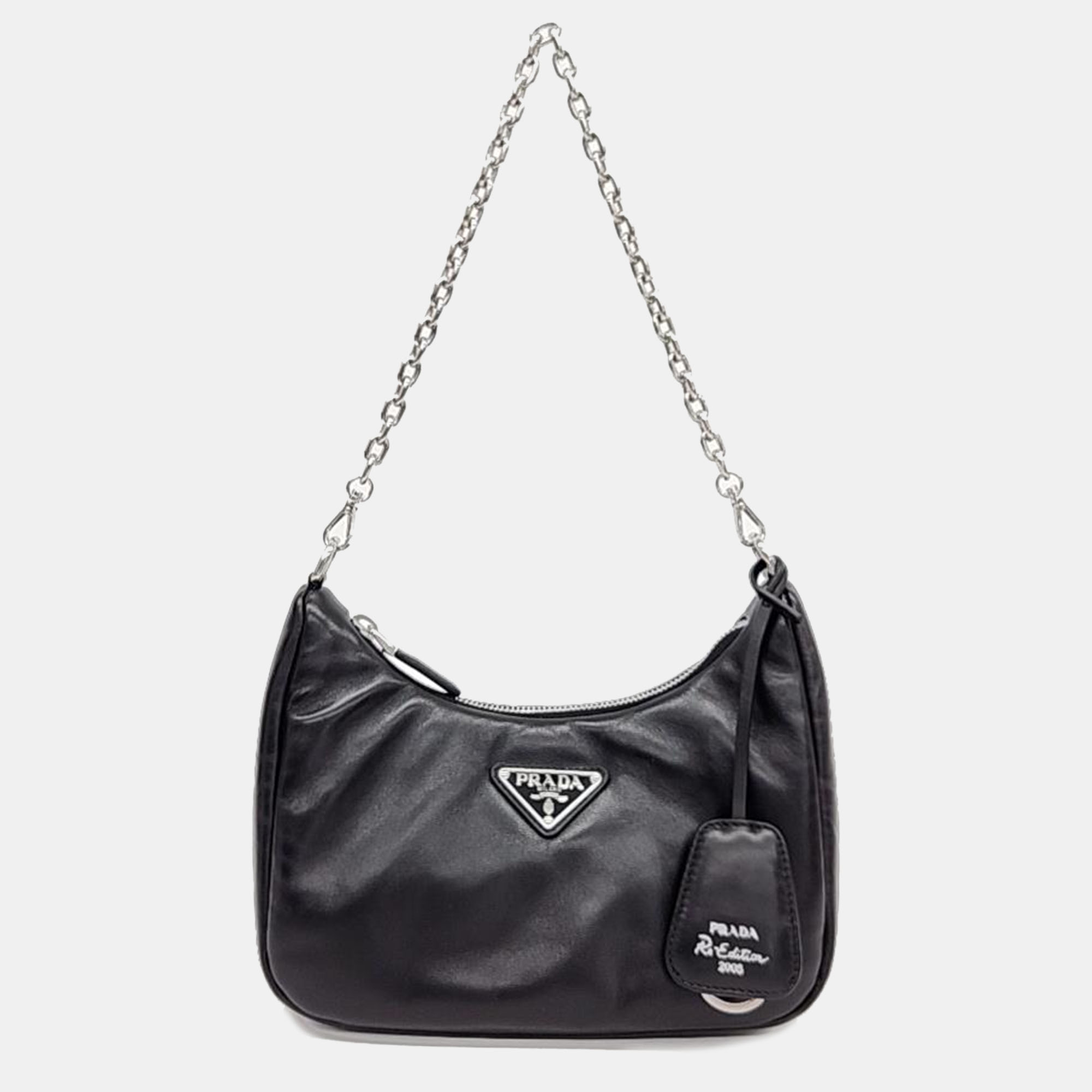 

Prada leather padding Testudo Hobo bag (1BH204), Black