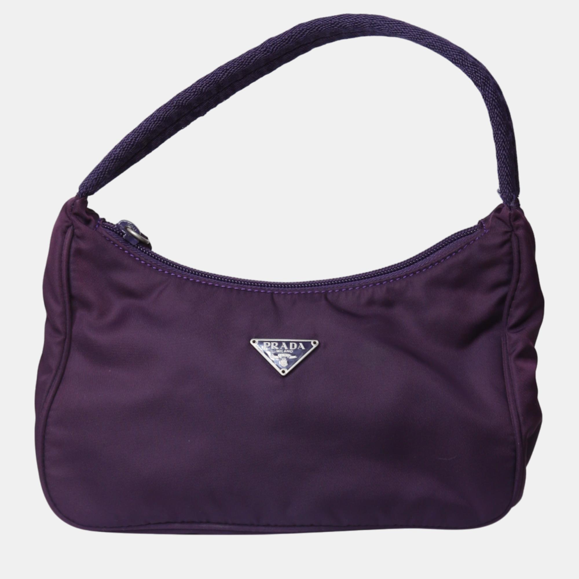 Pre-owned Prada Purple Tessuto Nylon Shoulder Bag