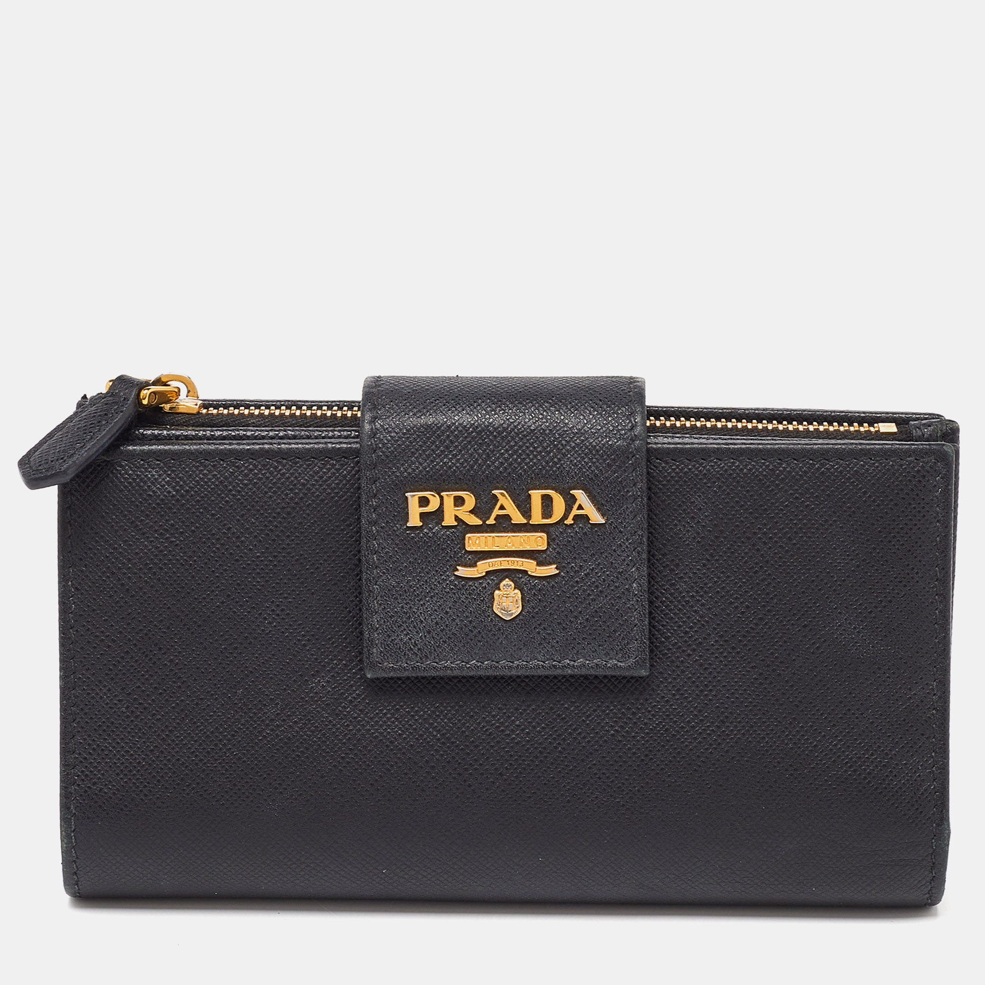 

Prada Black Saffiano Metal Leather Compact Wallet