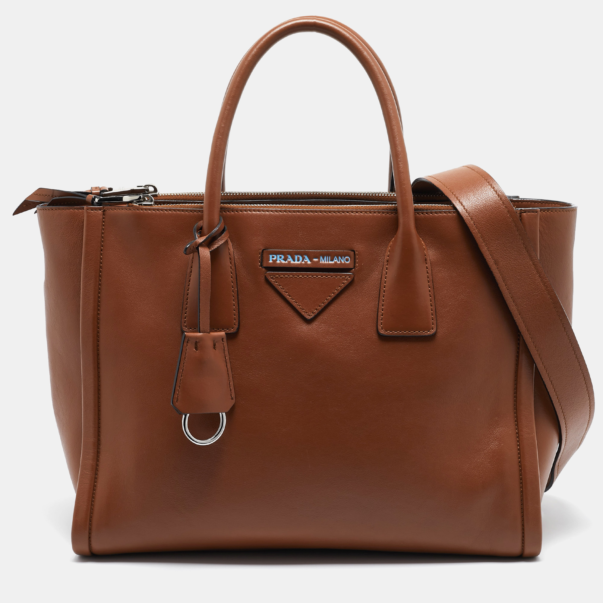 Pre-owned Prada Brown Leather Concept Double Zip Tote